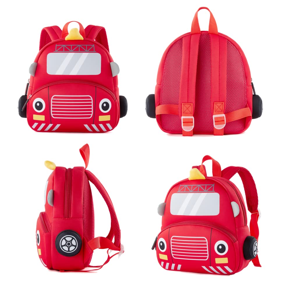 Toddler Neoprene Backpack for Kids - Fire Engine Design for Preschool & School Use