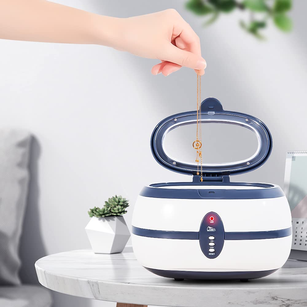 Professional 40kHz Ultrasonic Jewelry Cleaner with Carry Holder & Cleaning Basket - Ideal for Rings, Watches, Eyeglasses, Silver Items (600ml) | Perfect for Home Jewelry Care, Watch Maintenance & Optical Cleaning