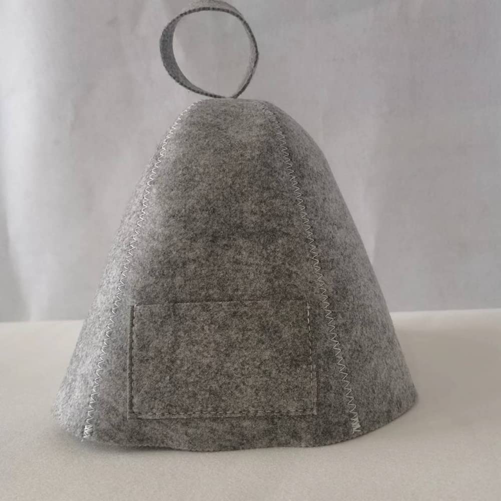 Premium Thick Wool Felt Sauna Hat for Russian Banya - Oniissy Spa & Sauna Accessory, Hair Protection, Bathhouse Gear (Gray + White) - Ideal for Steam Rooms, Hot Yoga & Relaxation