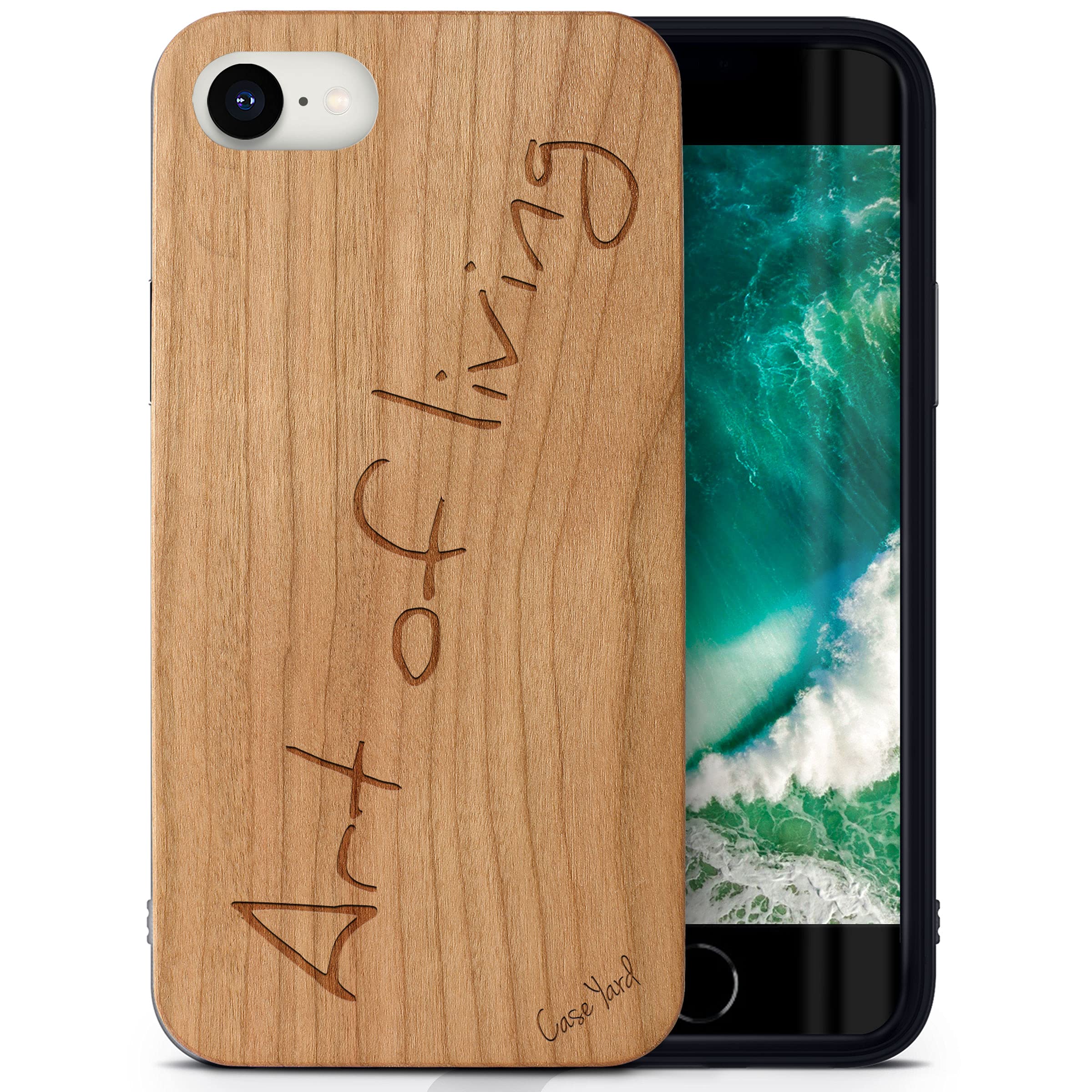 CaseYard Cherry Wood iPhone SE Case - Laser Engraved Art of Living Design | Slim Fit Shockproof Protective Cover for Men & Women | Perfect for Outdoor Adventures & Daily Use
