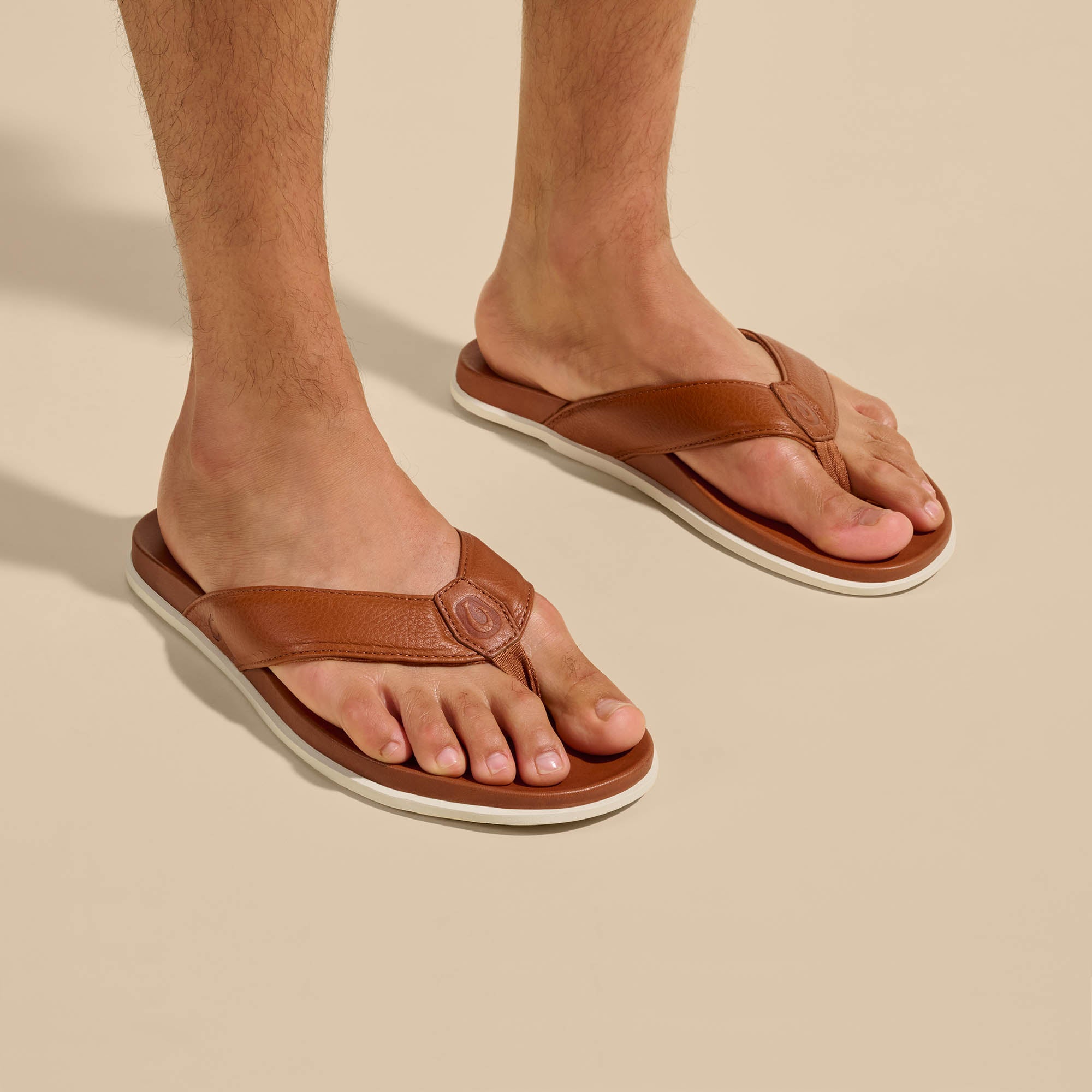Olali Men's Leather Sandals - Premium Fox Brown Genuine Leather Comfortable Outdoor Summer Sandals for Beach, Travel & Casual Wear