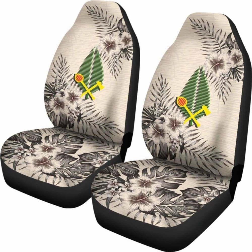 Alo Wallis And Futuna Beige Hibiscus Car Seat Covers - 2-Piece Set | Premium Universal Fit for Cars, SUVs & Trucks | Waterproof & Comfortable for Daily Commute & Road Trips