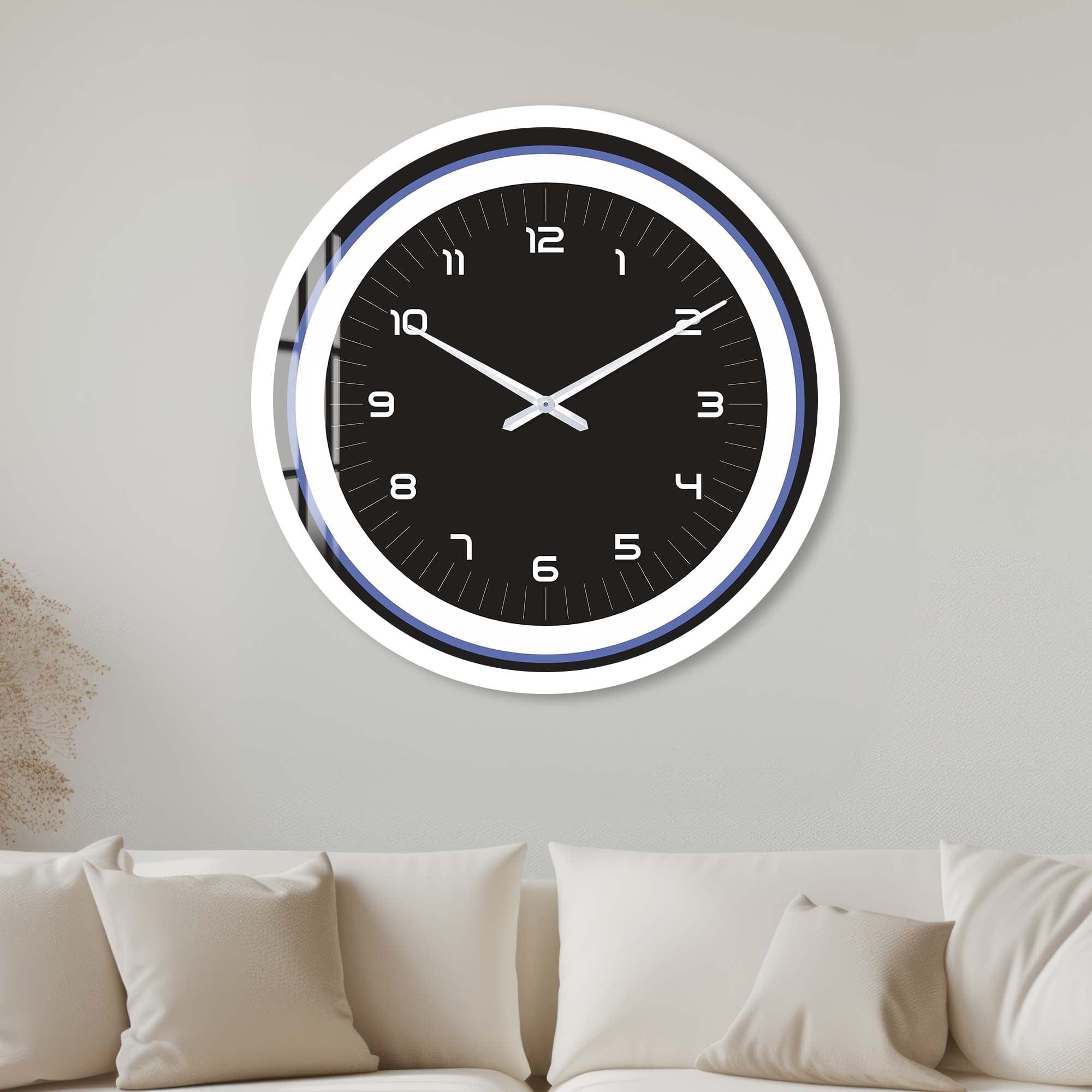 Sapphire Touch III Premium Glass Wall Clock - Elegant Home & Office Decor for Living Room, Bedroom, Kitchen | Silent Non-Ticking Modern Design