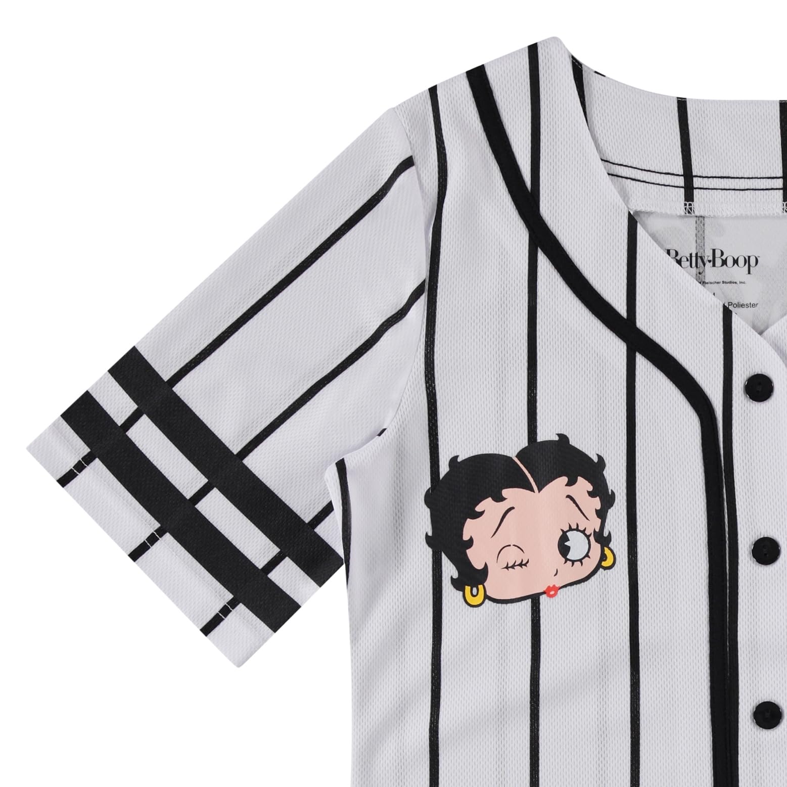Vintage Betty Boop Ladies Baseball Jersey - Bonnie, Margie & Mae Style Retro Mesh Button Down Shirt for Women | Perfect for Cosplay, Themed Parties & 90s Fashion