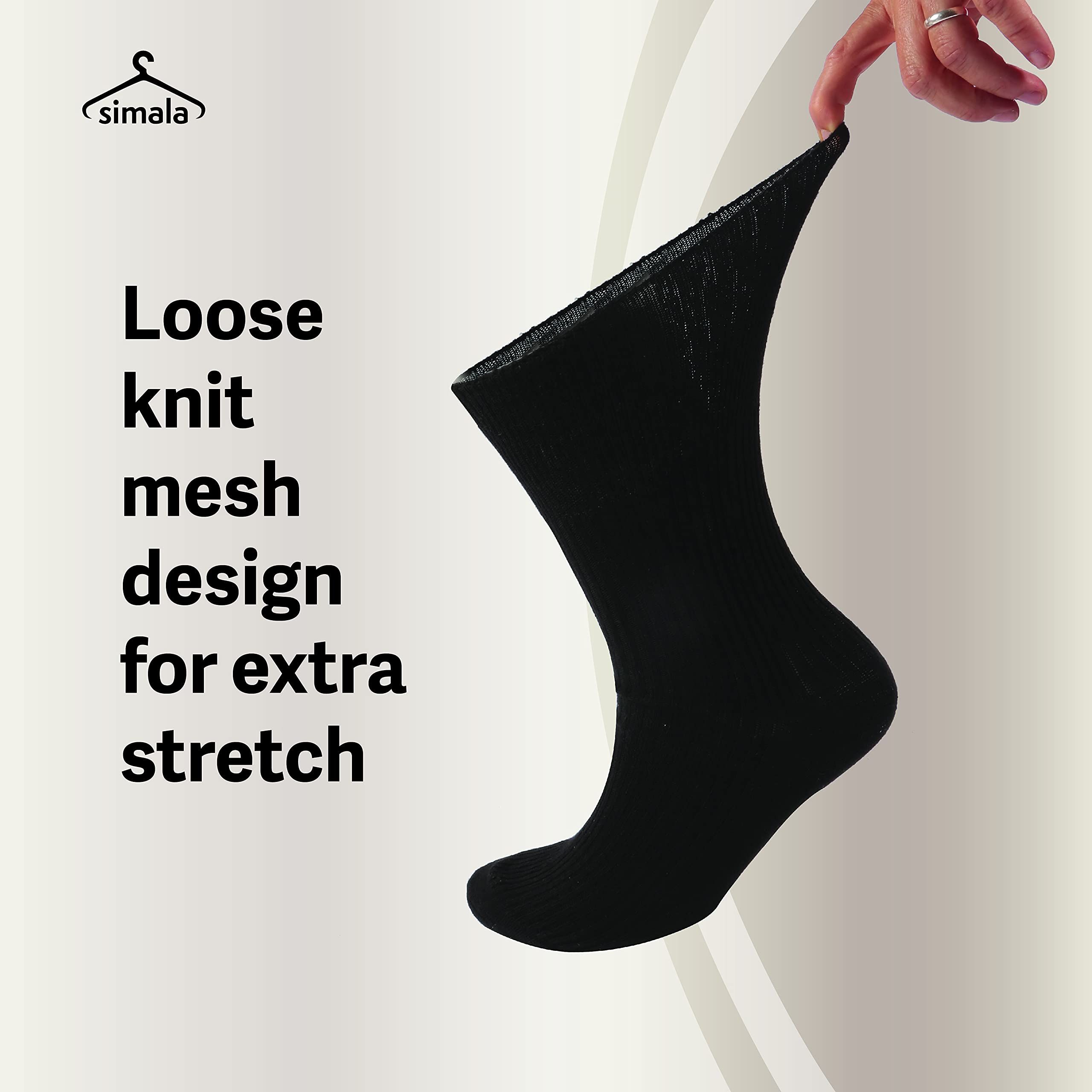 Men's Diabetic Socks for Swollen Feet - 100% Cotton Breathable & Stretchy Non-Binding Socks with Gentle Grip - Ideal for Diabetes, Edema, Circulation Issues & Daily Comfort