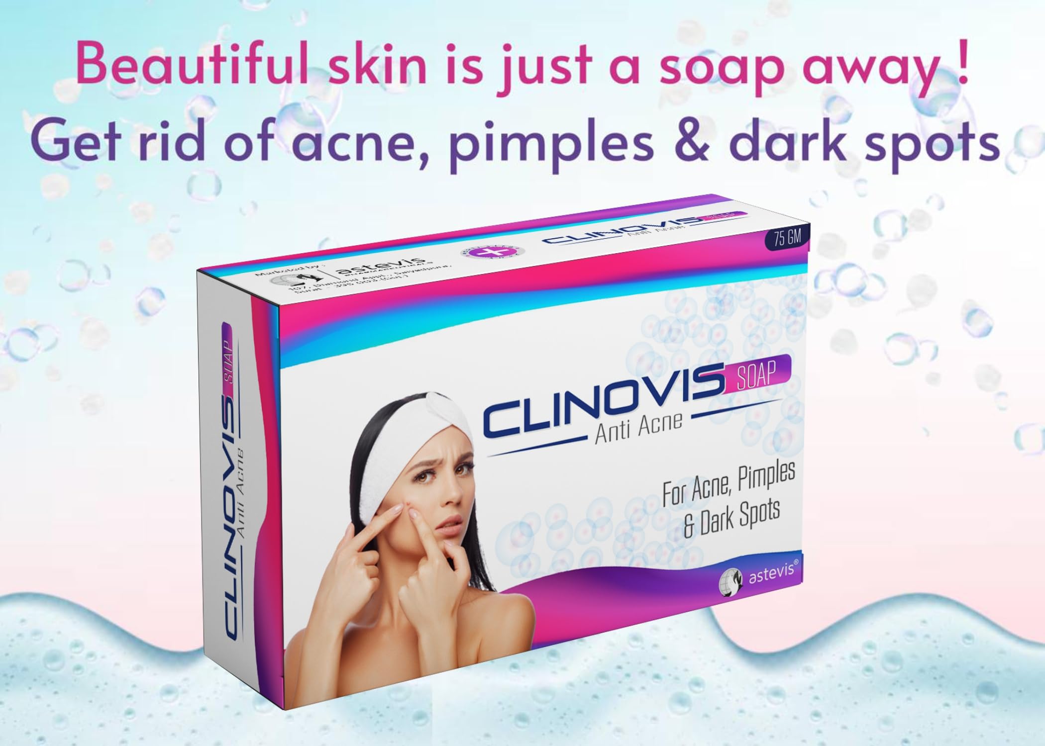 ASTEVIS CLINOVIS Anti Acne Soap for Clear Skin - Gentle Face Wash for Oily & Acne-Prone Skin - Perfect for Daily Skincare Routine