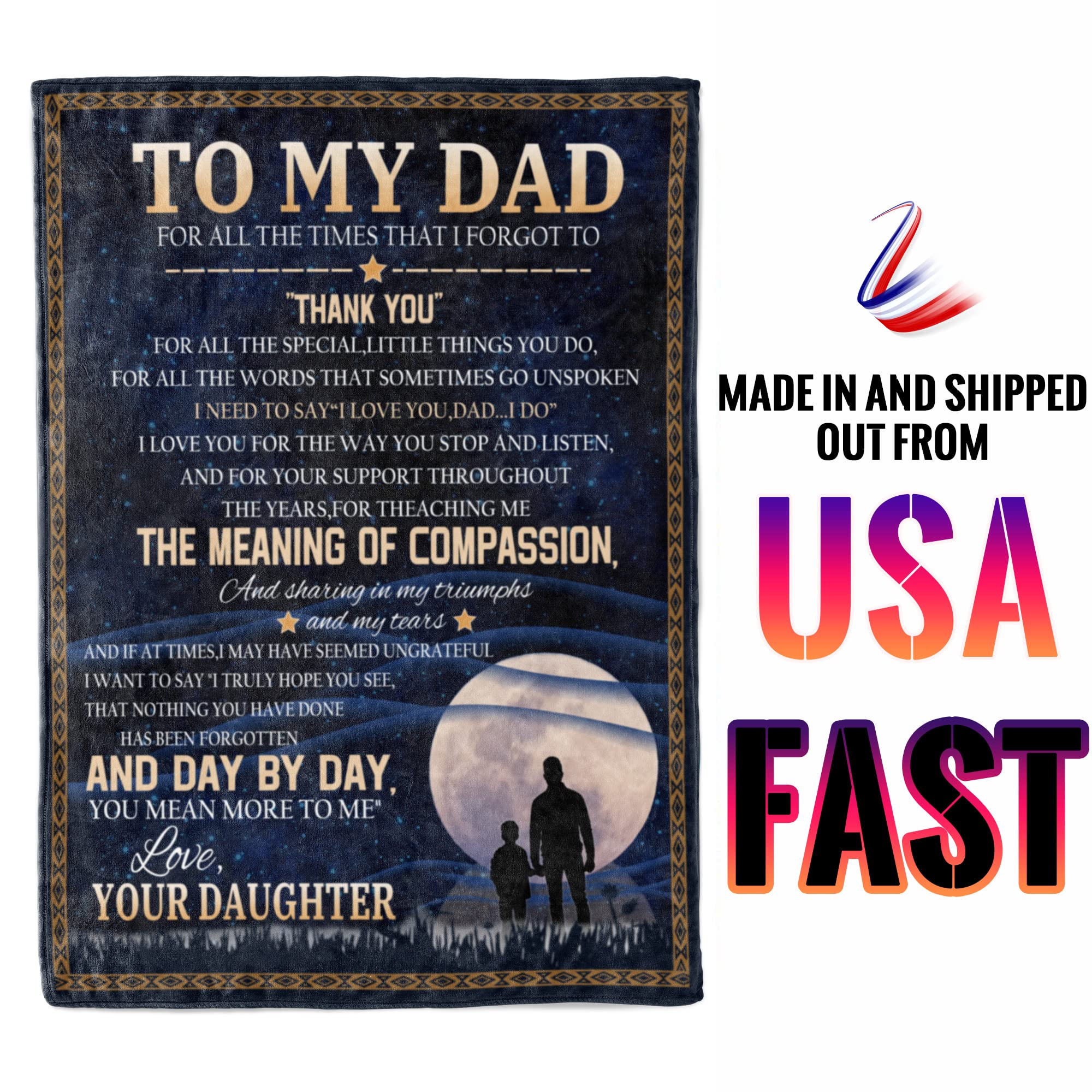 Personalized Flannel Fleece Throw Blanket for Dad - 50