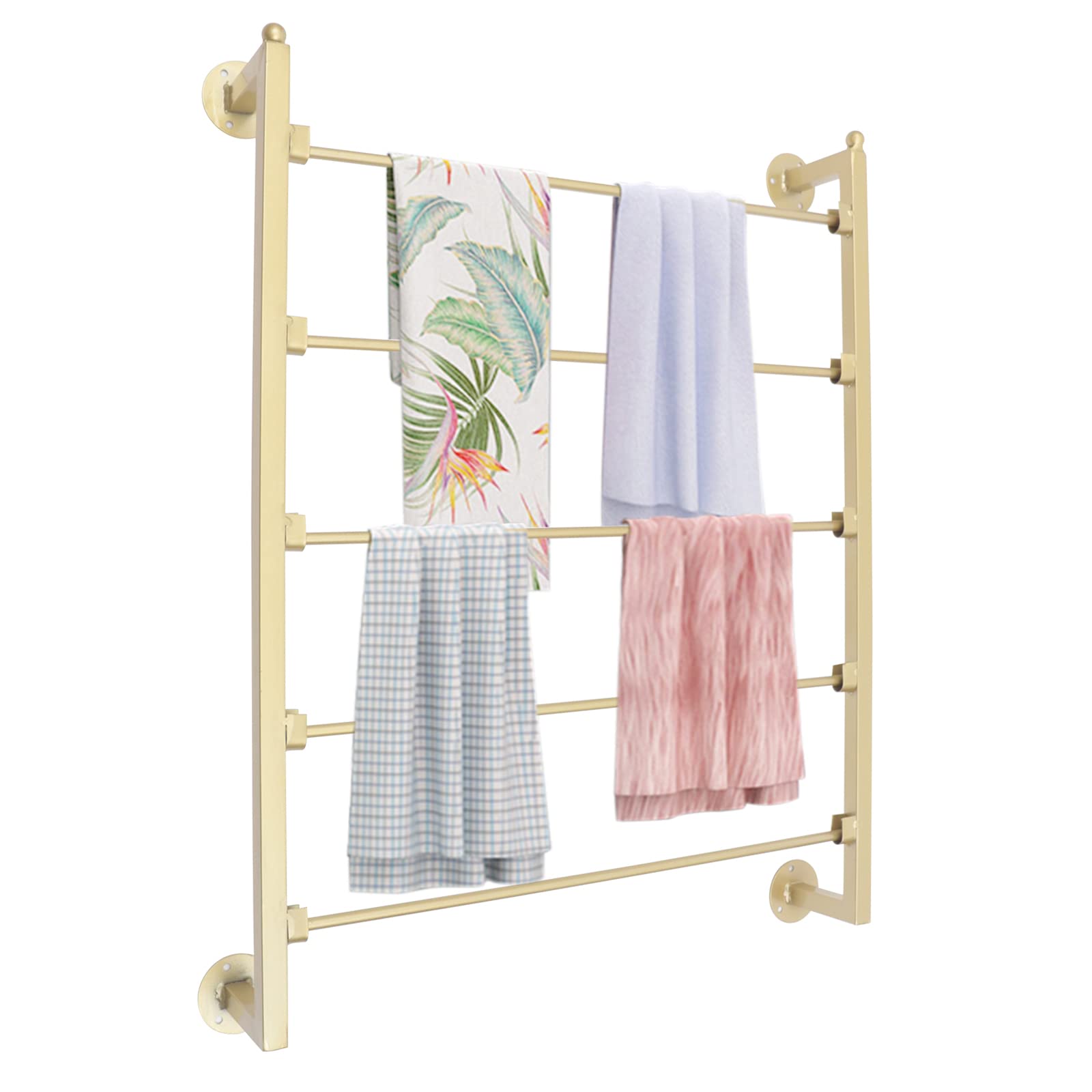 TFCFL 5-Tier Wall Mounted Display Rack - Tie & Scarf Organizer, Wrapping Paper & Ribbon Holder - Gold Home & Retail Store Storage Solution - Perfect for Closet Organization & Gift Wrapping Station