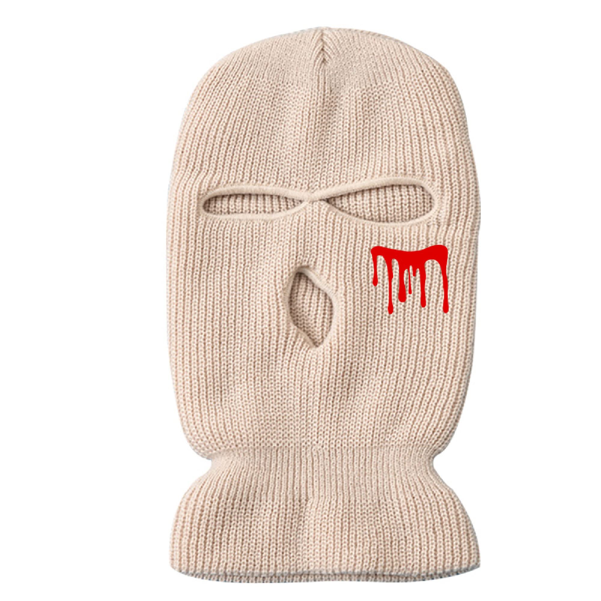 ISWMM 3-Hole Ski Mask - Wool Knit Balaclava with Embroidery - Warm Windproof Face Cover for Outdoor Cycling, Snowboarding, Skiing & Winter Sports