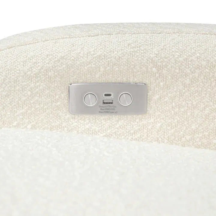 Babyletto Nami Electronic Glider & Recliner Chair - Luxe Ivory Boucle Fabric with Light Wood Base - Perfect for Nursery, Breastfeeding & Baby Comfort