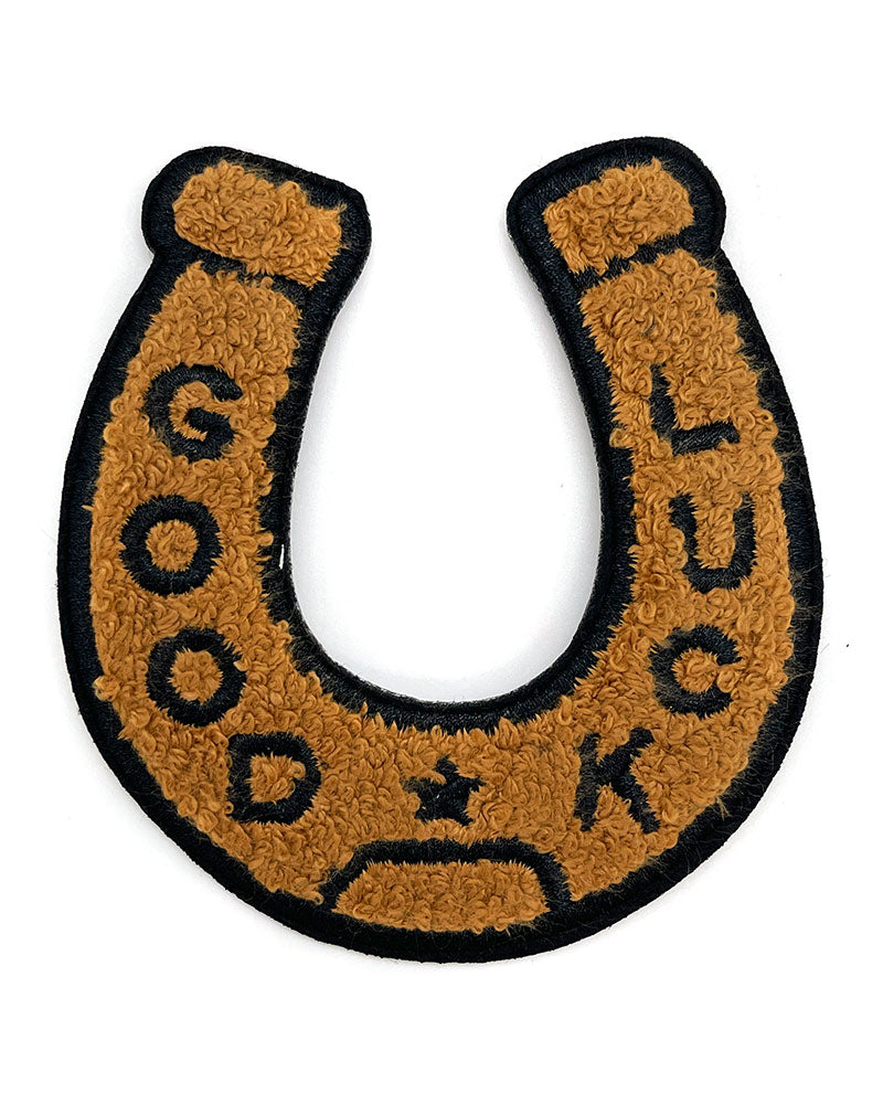Good Luck Horseshoe Chenille Patch - Brown Iron-On Embroidered Patch for Jackets, Hats & Bags - Perfect for DIY Crafts & Outfit Customization