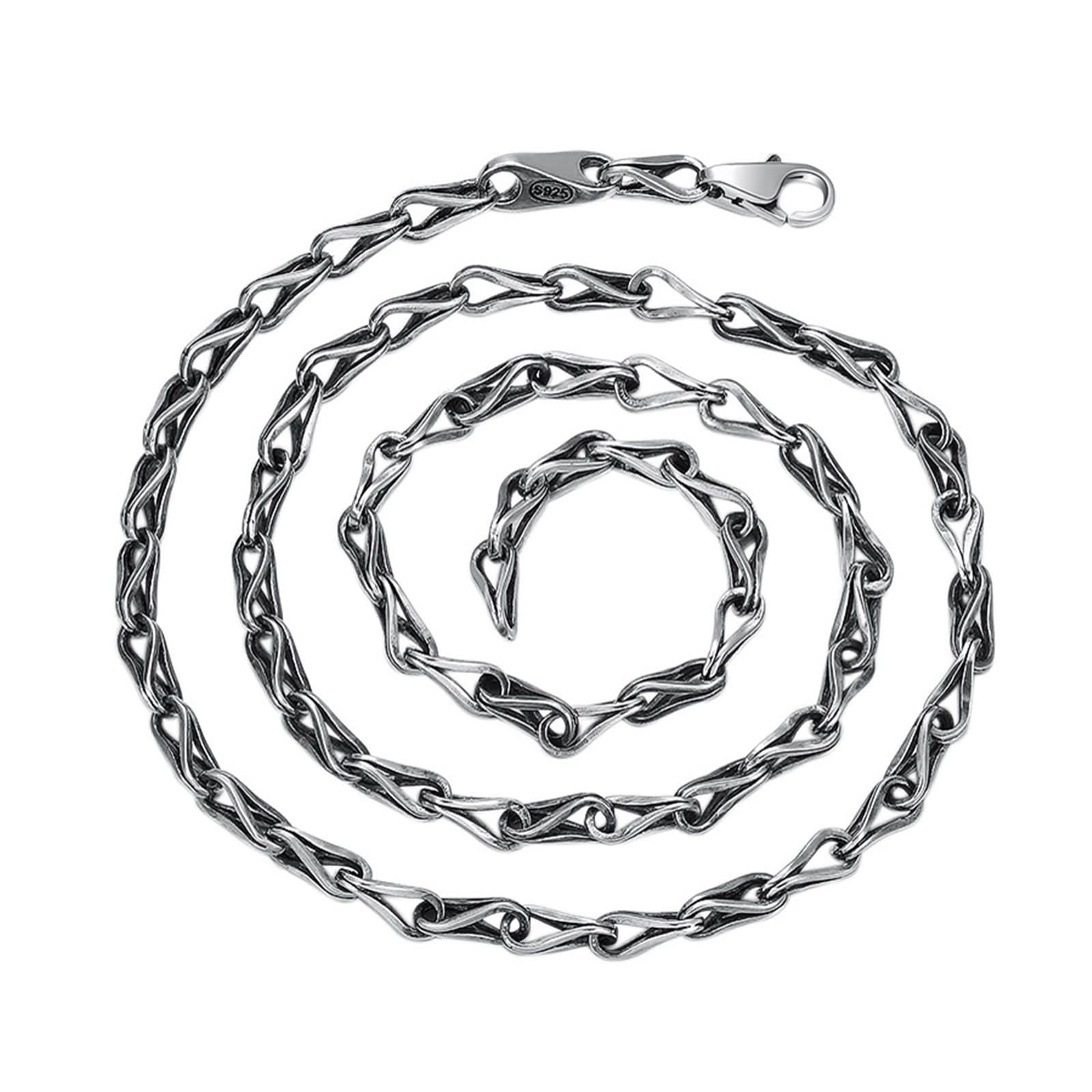 4mm Sterling Silver Chain Necklace for Men - 20 Inch Gothic Style Necklace | Perfect for Punk, Rock, and Alternative Fashion