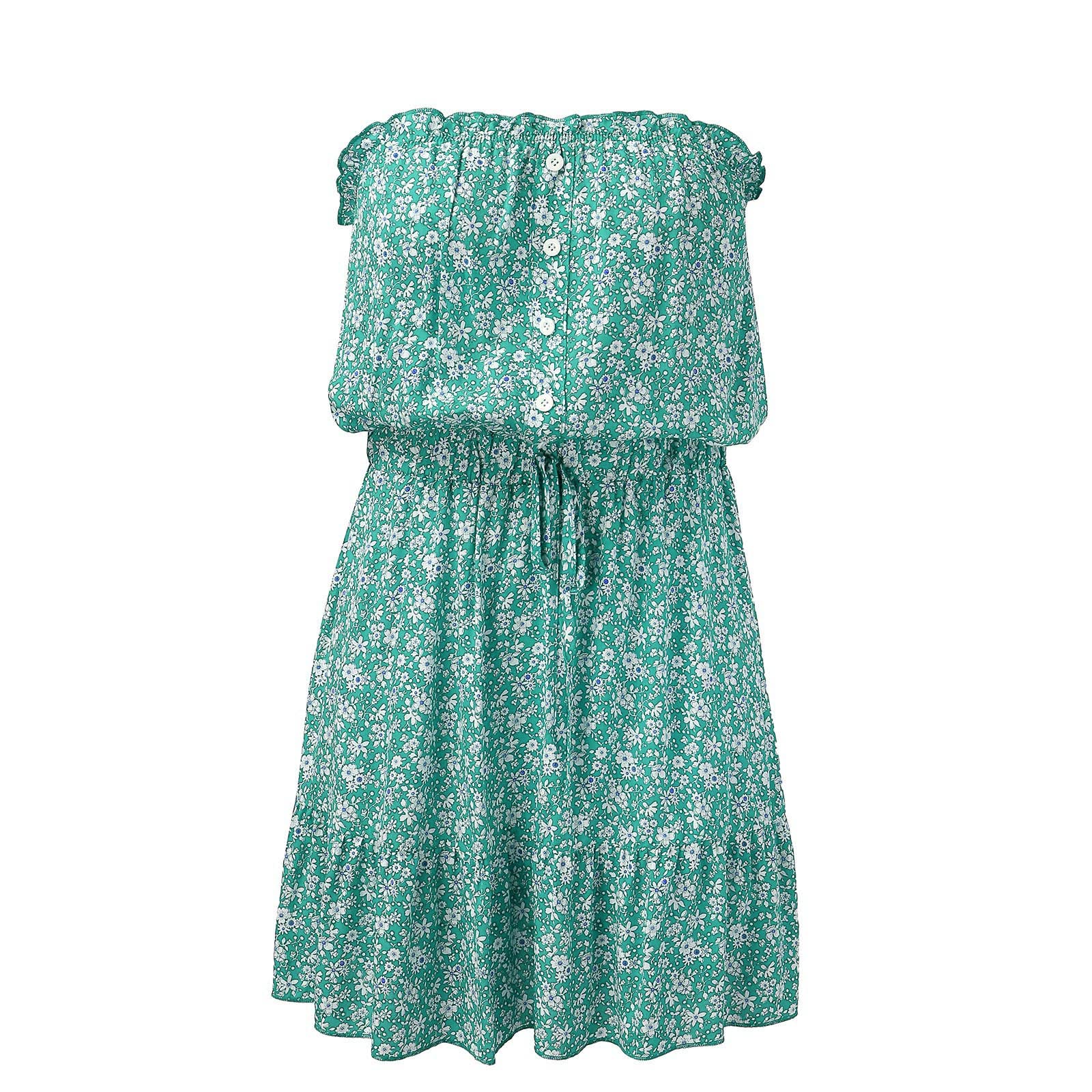 Strapless Smocked Sundress for Women - Summer Beach Midi Dress, Knit Top Dress - Perfect for Beach Vacations, Pool Parties & Casual Outings