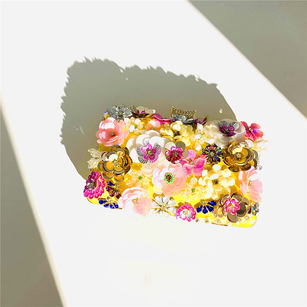 JIAJIA 3866 Women's Rhinestone 3D Sequins Envelope Clutch Purse - Elegant Wedding Evening Handbag for Bride, Prom, Party & Special Occasions