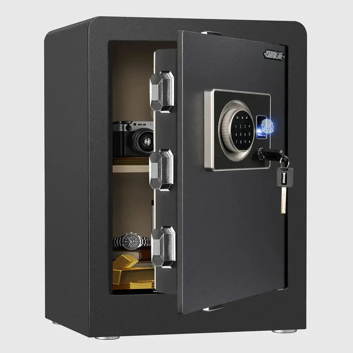 IslandSafe CBE45 BLK Biometric Fingerprint Safe - Portable Digital Security Box for Home, Office & Travel - Secure Cash, Jewelry & Documents
