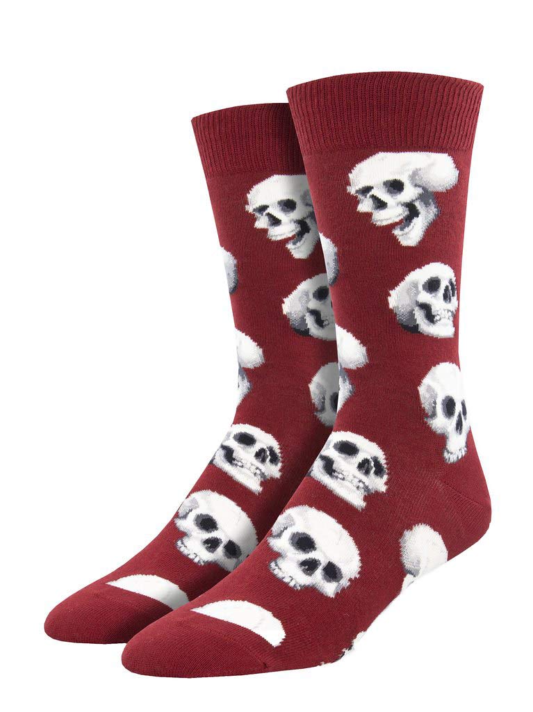 Socksmith Men's Sacred Skull Crew Socks - Premium Cotton Novelty Socks for Men, Gothic Style Skull Print Casual Socks - Perfect for Halloween, Cosplay, and Everyday Wear