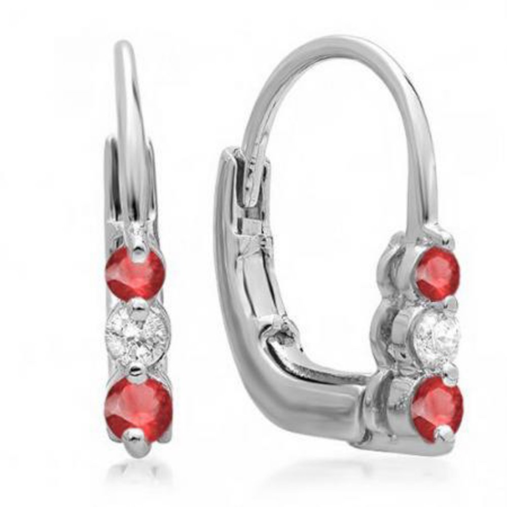 Dazzlingrock 10K Solid White Gold 3 Stone Hoop Earrings for Women - Elegant Jewelry Gift for Anniversary, Birthday & Special Occasions