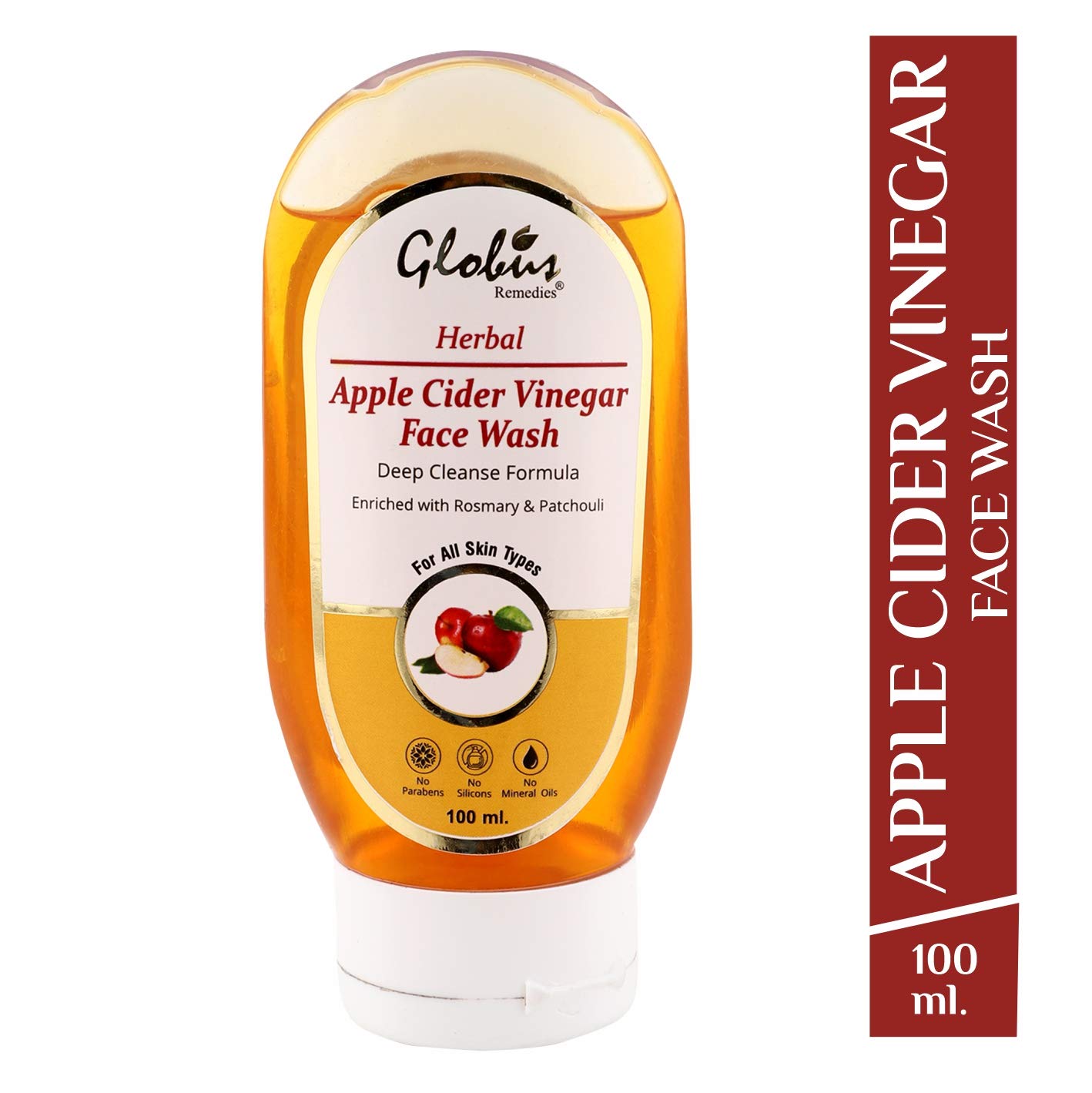 Globus Apple Cider Vinegar Face Wash 100ml - Natural Acne Treatment & Pore Cleanser for Clear Skin | Daily Facial Cleanser for Oily & Sensitive Skin