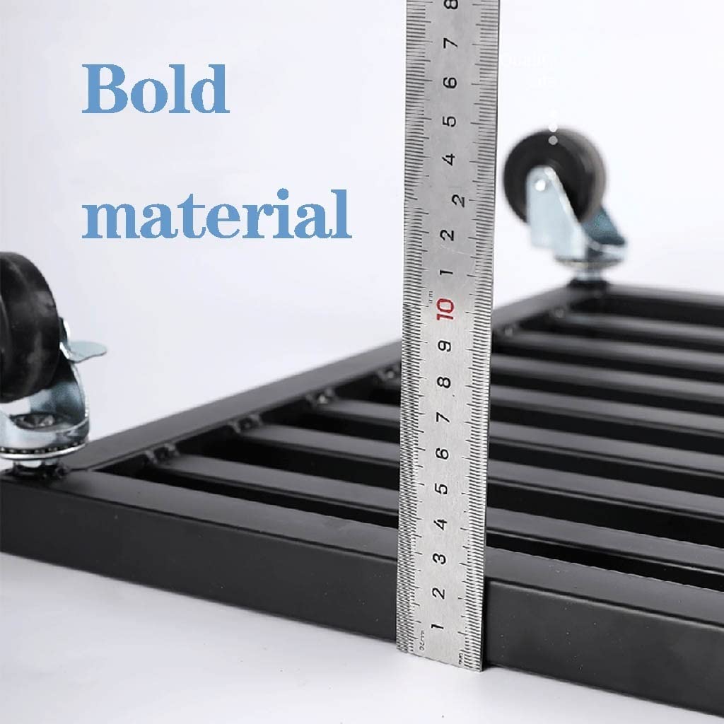 Heavy Duty Metal Plant Stand with Wheels - Square Iron Plant Caddy, Outdoor Flower Pot Rack, Indoor Rolling Tray Coaster - Fully Assembled Black 50cm for Patio, Garden & Home Decor
