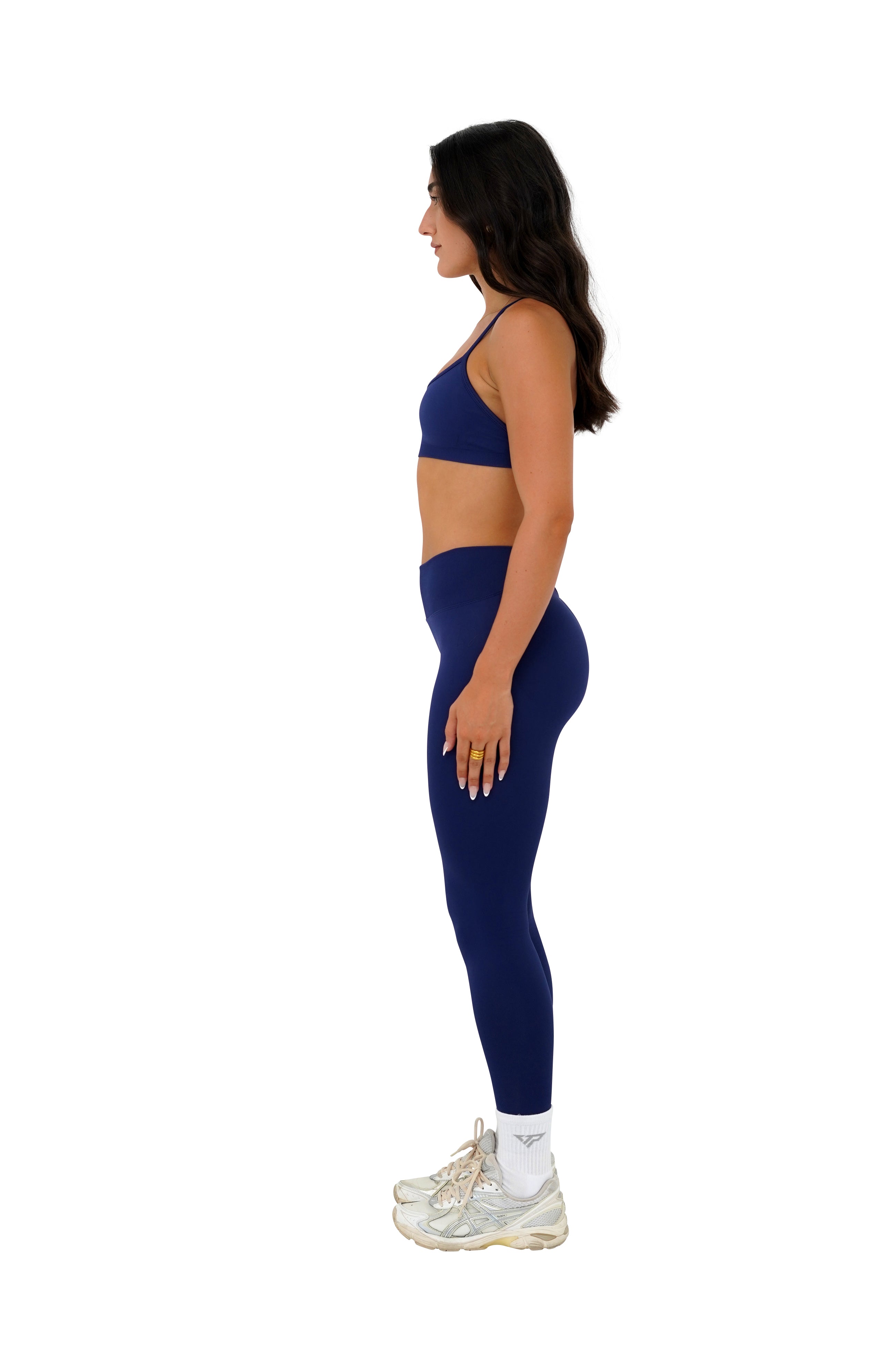 LJ V Back Scrunch Legging for Women - High Waisted Yoga Pants, Tummy Control Workout Leggings in Navy Blue - Perfect for Gym, Running, Yoga & Lounge Wear