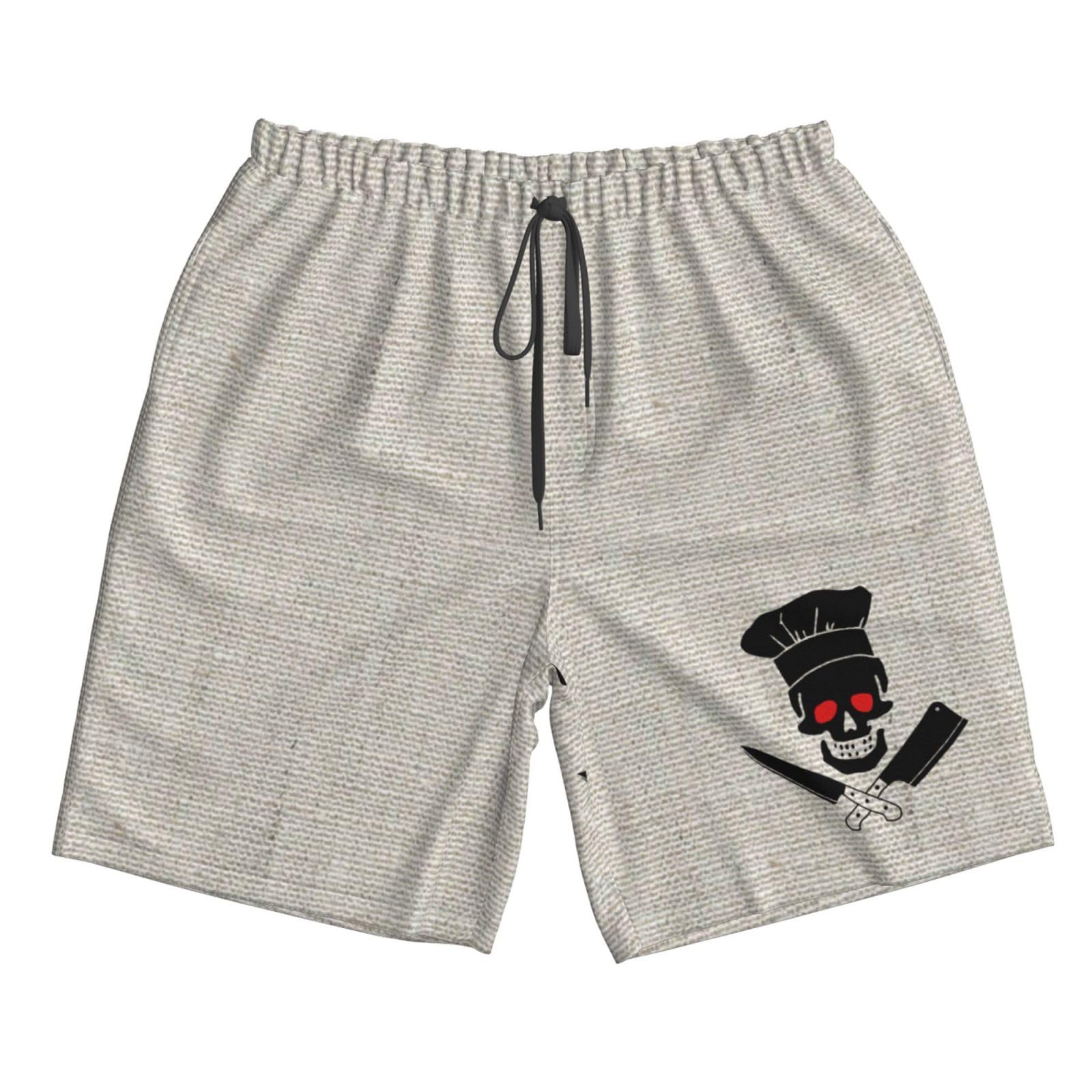 Men's Skull Print Beach Shorts - Quick Dry Breathable Surfing Swim Trunks for Cooking, Swimming, and Outdoor Activities