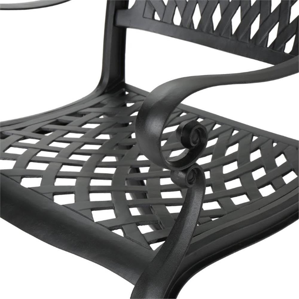 7-Piece Outdoor Patio Furniture Set - Aluminum Dining Table & Chairs with Coffee Table - Black Sand Finish - Perfect for Garden, Poolside, Backyard & Outdoor Entertaining