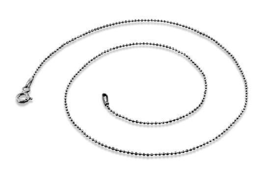 Black Rhodium Sterling Silver Bead DC Chain 1.0MM - Elegant Jewelry for Women, Men | Perfect for Everyday Wear, Gifts & Special Occasions