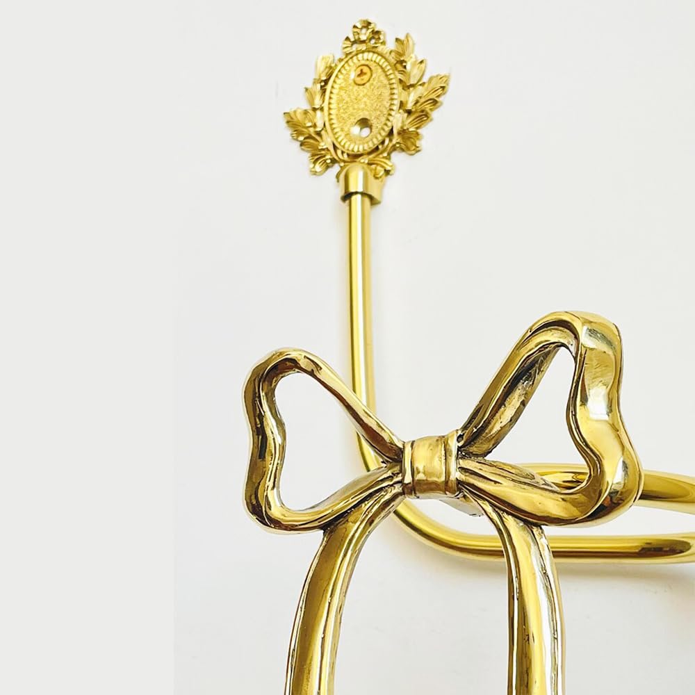 Elegant Gold Bow Curtain Tiebacks Set of 2 - Brass Curtain Holdbacks for Drapes - Decorative Wall Hook Holders for Girls Room & Living Room - Perfect for Window Treatments, Home Decor & Interior Design