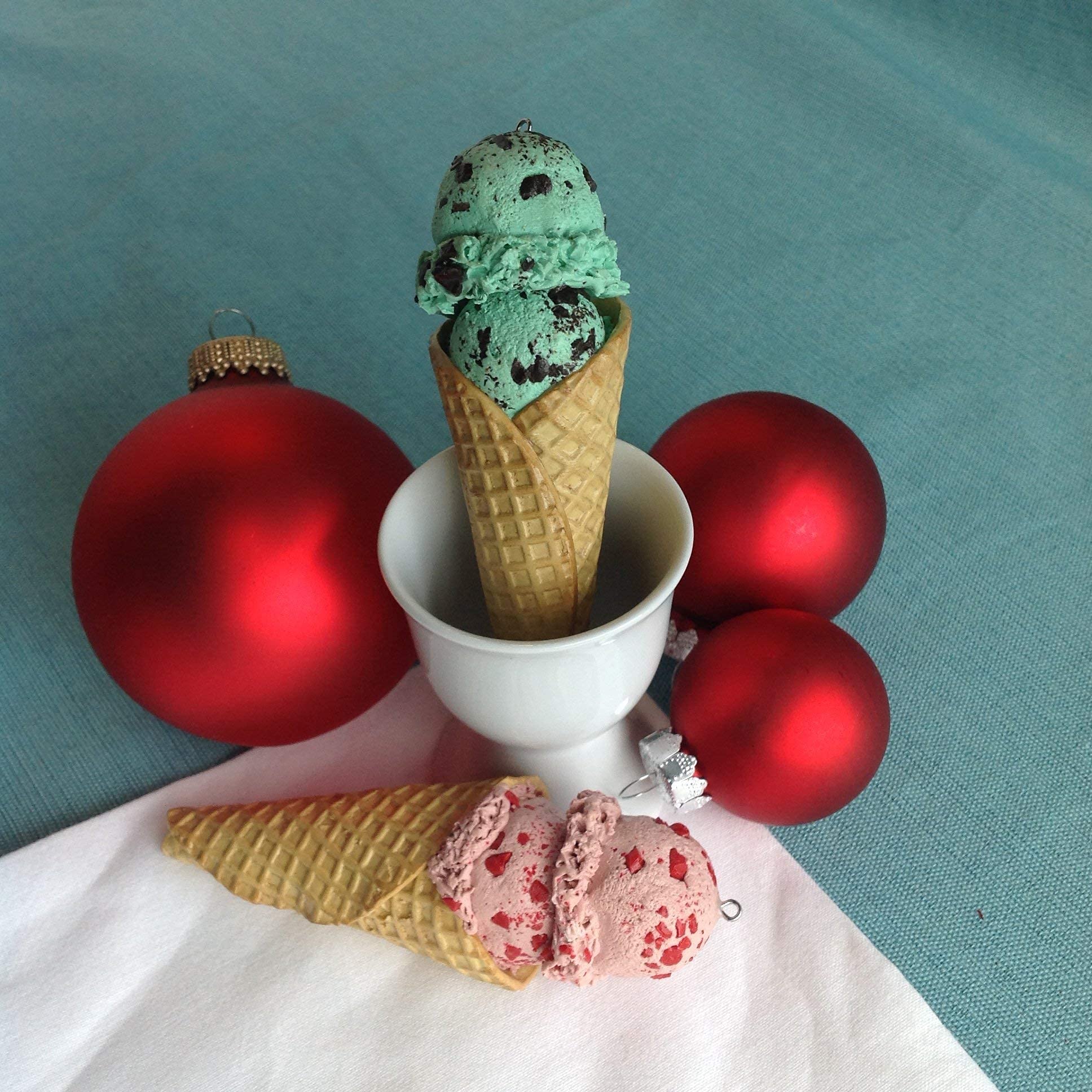 Festive Waffle Cone Christmas Ornament - Handmade Holiday Decor for Tree, Gift & Winter Home Decoration