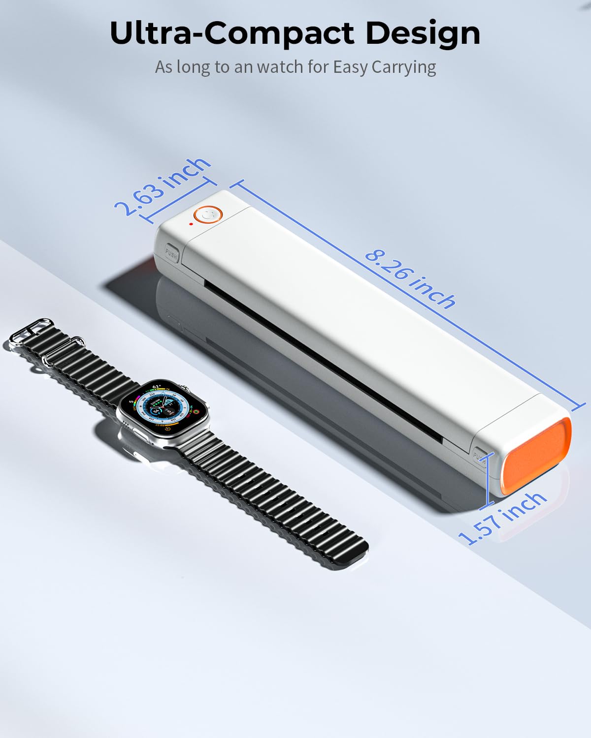 Phomemo M08F A4 Portable Thermal Printer - Wireless Bluetooth Printer for A4 Thermal Paper | Mobile Travel & Office Printing for Receipts, Labels & Documents