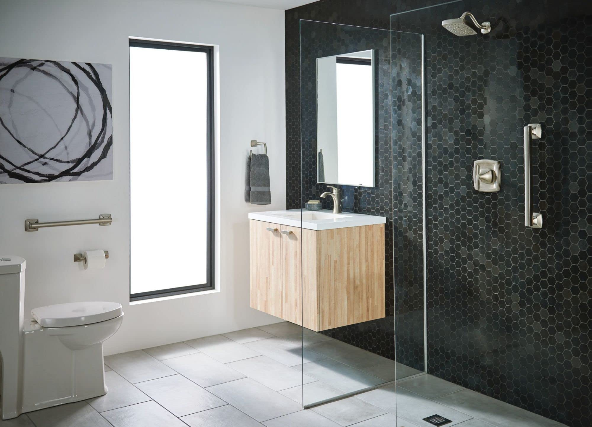 Moen YG5124CH 24-Inch Stainless Steel Bathroom Grab Bar - Chrome Finish, ADA Compliant Safety Handle for Shower & Toilet - Perfect for Elderly & Disabled Accessibility