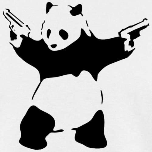 Spreadshirt Men's Panda with Guns Graphic T-Shirt - Funny Animal Tee for Casual Wear & Gifts