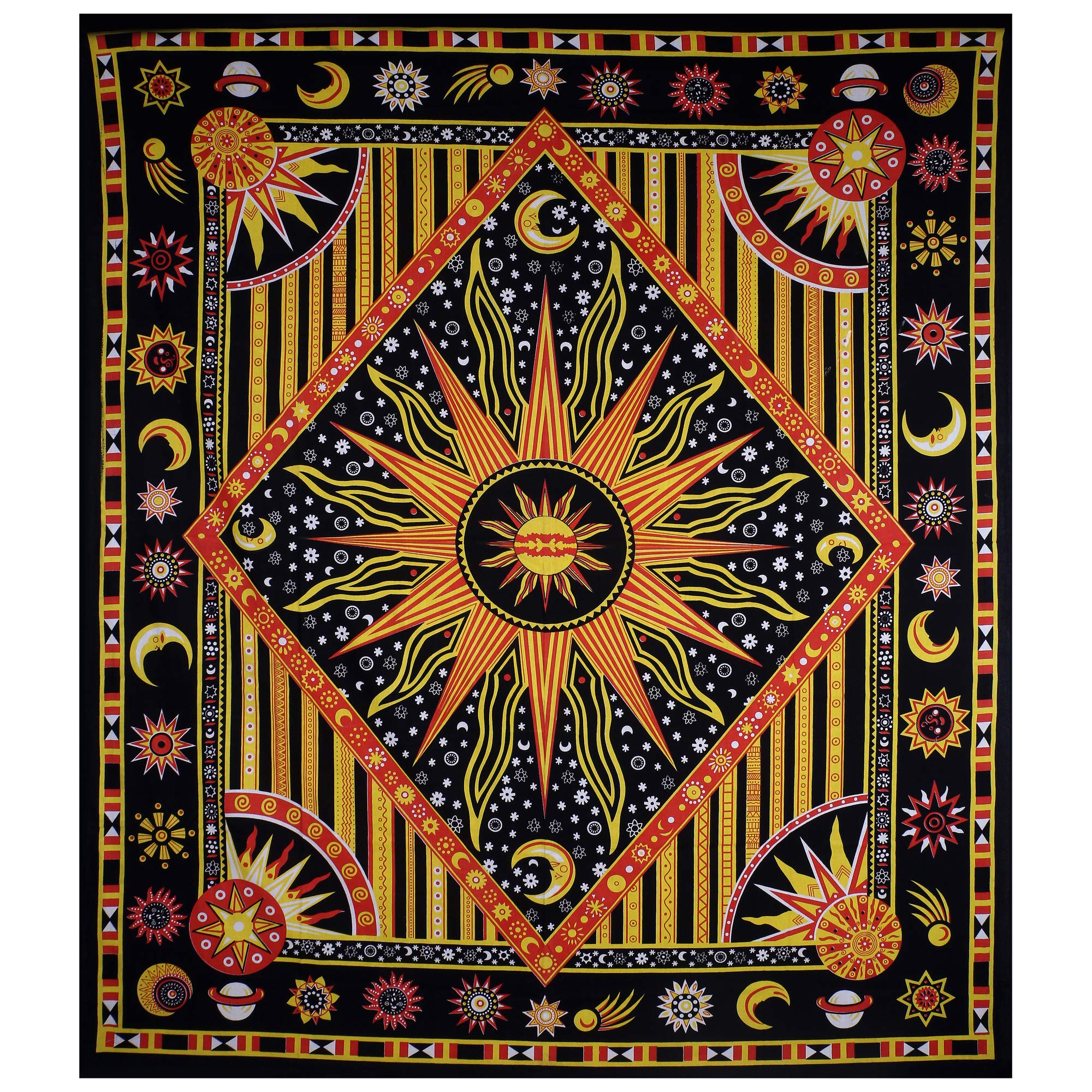 Celestial Tie Dye Tapestry - Moon Star Boho Wall Hanging for Bedroom & Dorm Decor