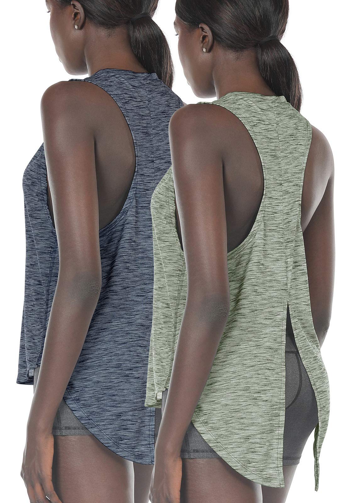 Icyzone Women's Workout Tank Top - Tie Back Athletic Yoga Shirt for Running, Gym & Exercise (Pack of 2) | Breathable Activewear for Yoga, Pilates & Fitness Training