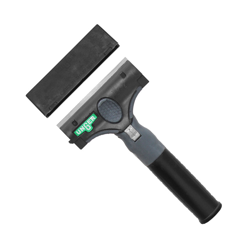 Unger Ergotec Ninja 4-Inch/10cm Window Scraper - Professional Glass Cleaning Tool for Home, Office & Auto Use