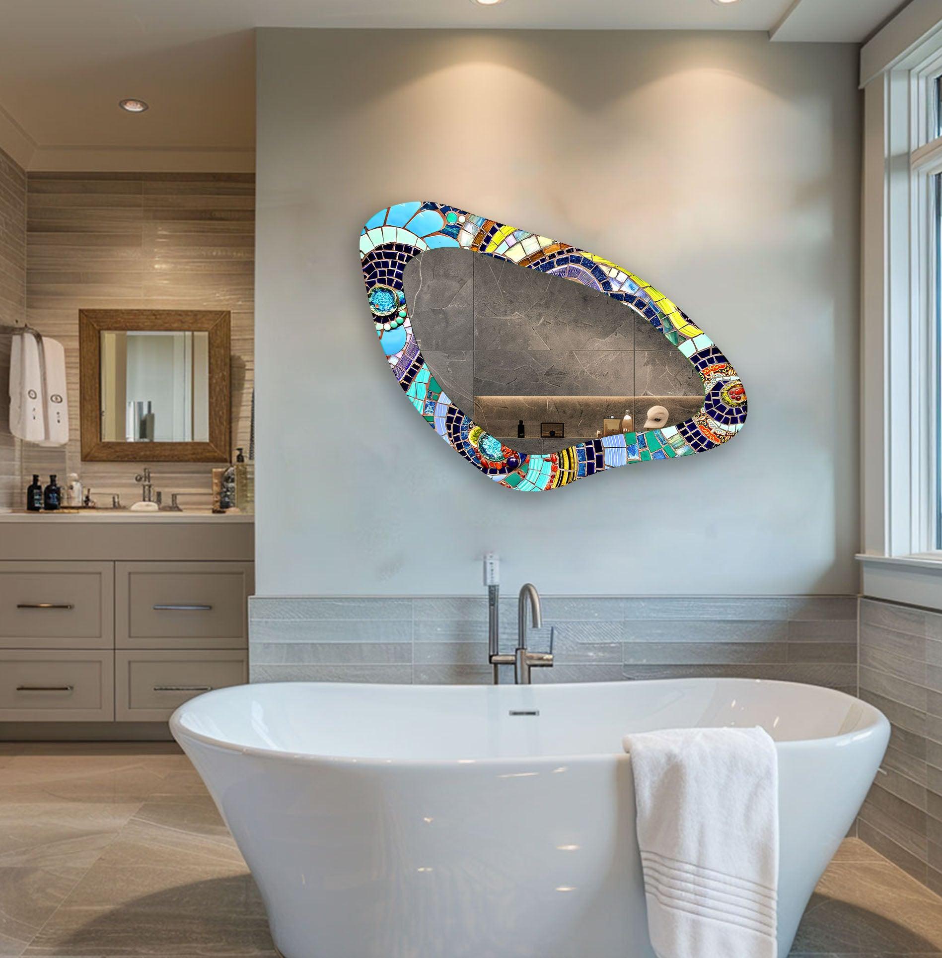 Stylish Irregular Shaped Glass Wall Mirror - Unique Home Decor for Living Room, Bedroom, or Entryway