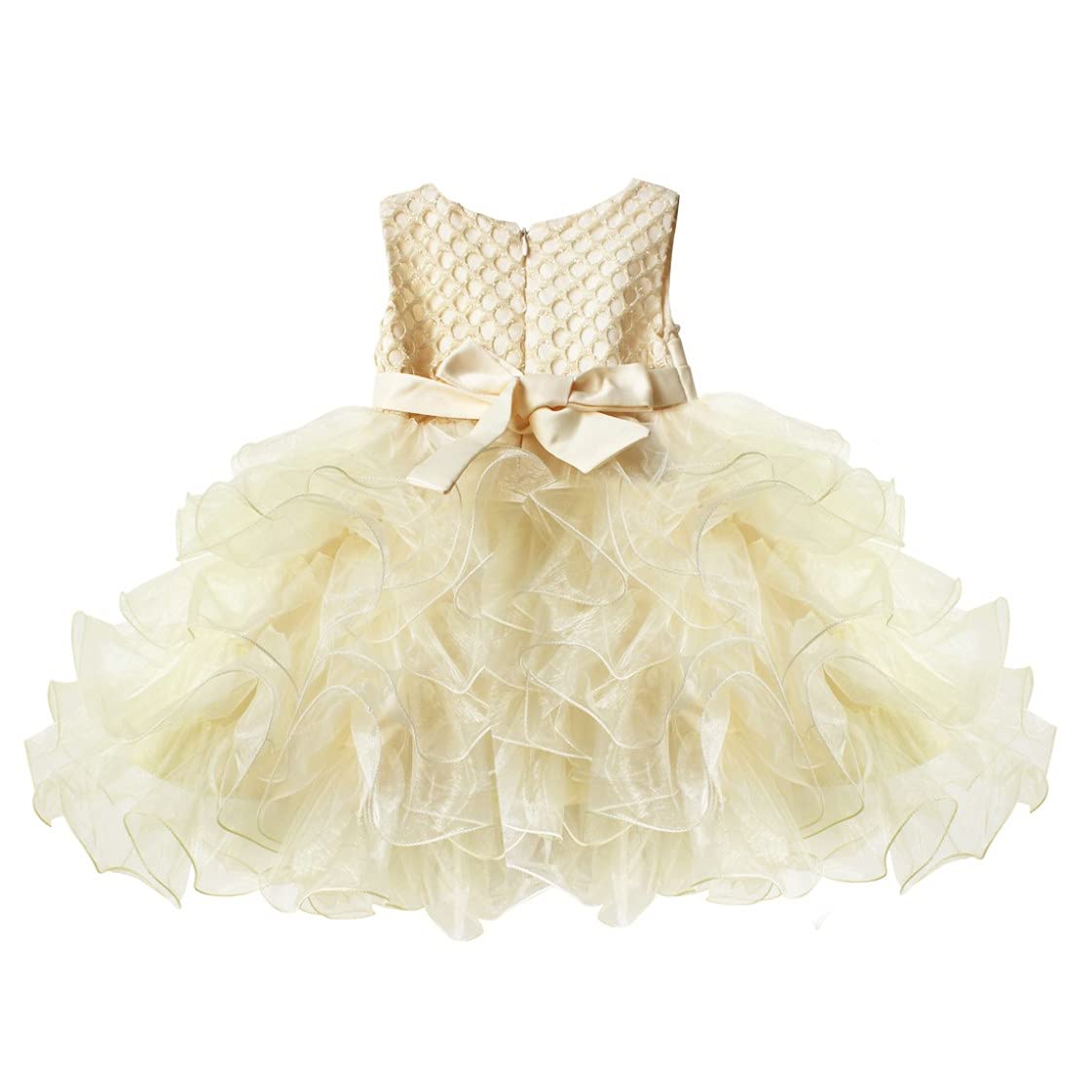 FEESHOW Baby Girls Ruffle Flower Baptism Dress - White Christening Gown for Newborn, First Communion, Wedding & Birthday Party Outfit - Elegant Tutu Dress for Special Occasions & Photo Shoots