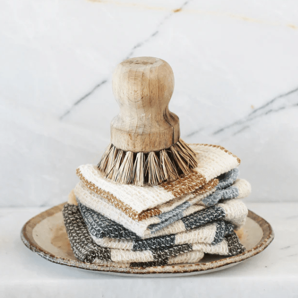 Premium Stripe Waffle Dish Cloths Set of 2 - Super Absorbent & Quick-Drying Kitchen Towels for Washing Dishes, Cleaning Countertops & Household Chores
