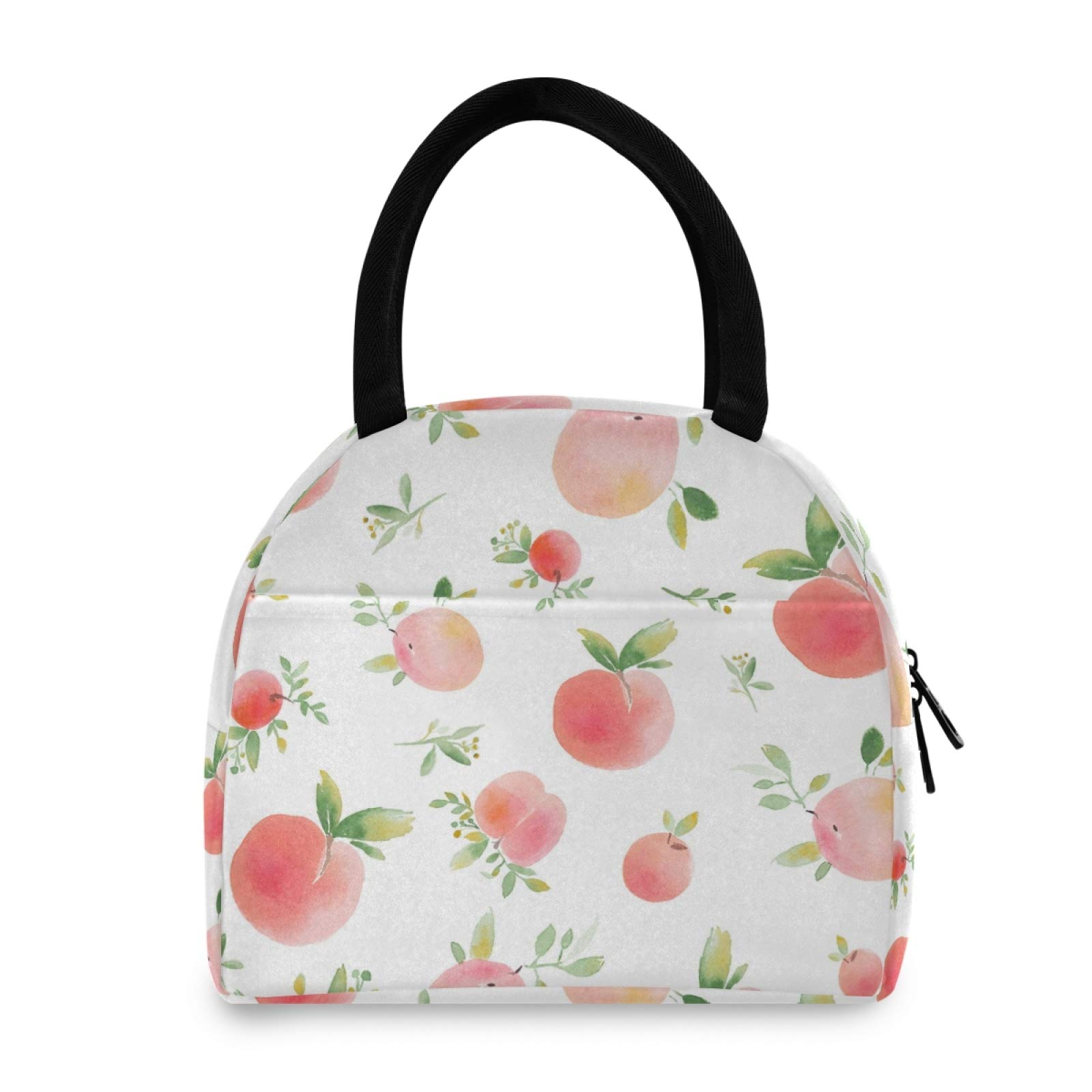 Insulated Watercolor Peaches Lunch Tote Bag for Women & Men - Reusable Thermal Lunch Box Container for Work, School & Picnics