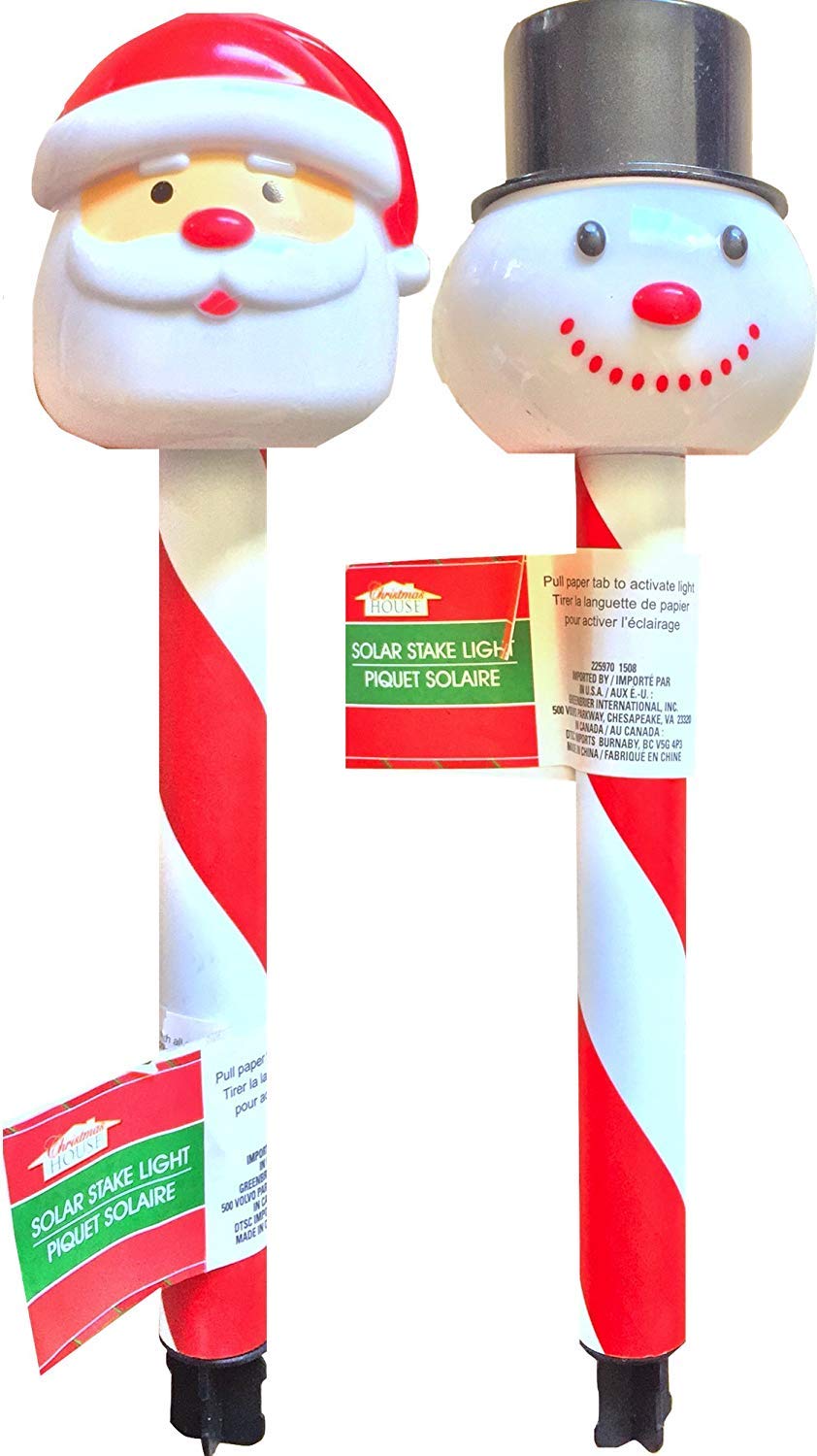 Christmas House Santa Claus and Snowman Outdoor Decoration - Solar Powered Holiday Lights for Yard, Garden, and Patio - Perfect for Christmas, Winter, and Holiday Decorations