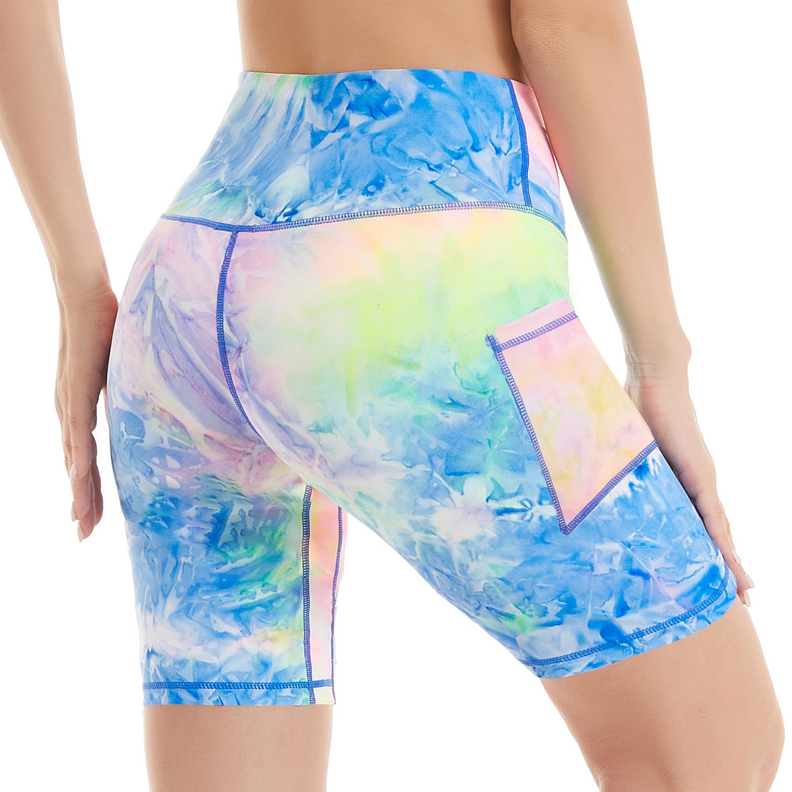 iniber Women's High Waist Biker Shorts with Pockets - Workout Yoga Running Spandex Athletic Bicycle Leggings - Perfect for Gym, Cycling & Casual Wear