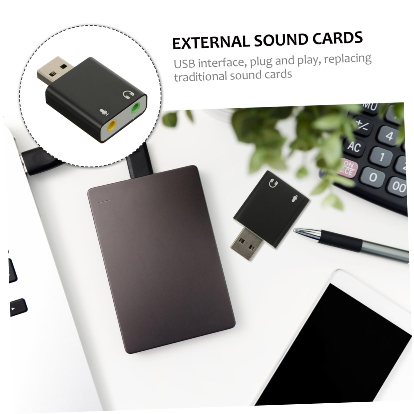 FELTECHELECTR USB External Sound Card for PC & Laptop - Aluminum Alloy USB Audio Adapter with Microphone Input, Stereo Sound Converter for Windows (Perfect for Gaming, Streaming & Online Meetings)