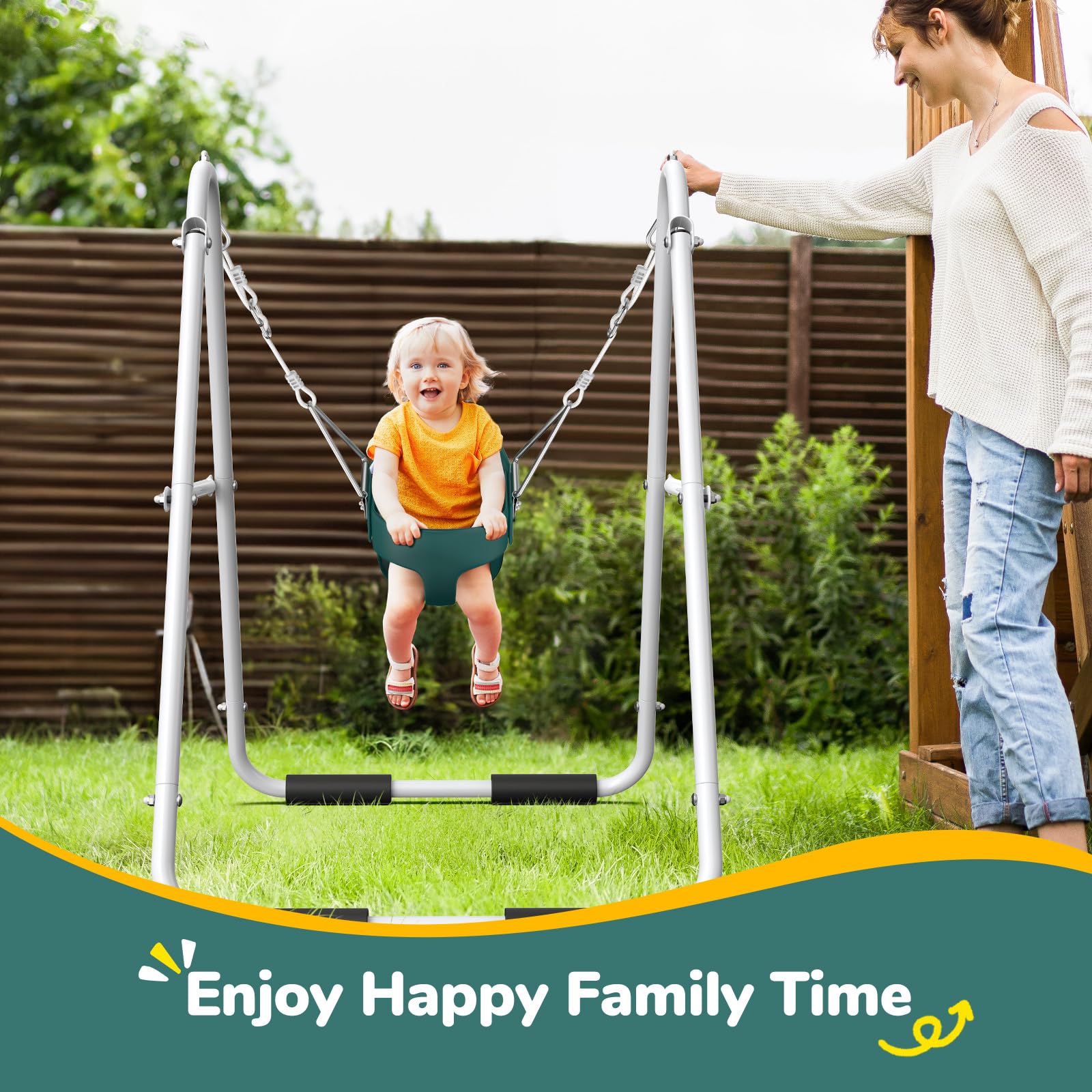 **Hapfan Heavy Duty Foldable Toddler Swing Set with Bucket Seat - Indoor & Outdoor Baby Swing for Kids Ages 1-3 - Perfect for Backyards, Playrooms & Parks**