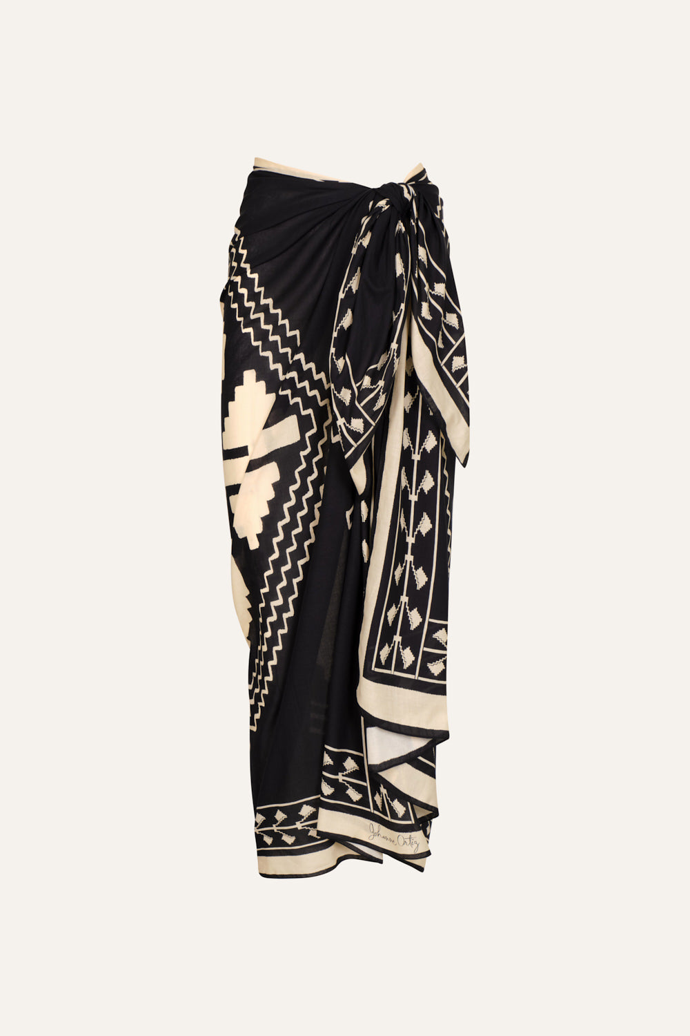 Black Ayahuasca Pareo - Boho Beach Wrap for Yoga, Meditation & Festivals