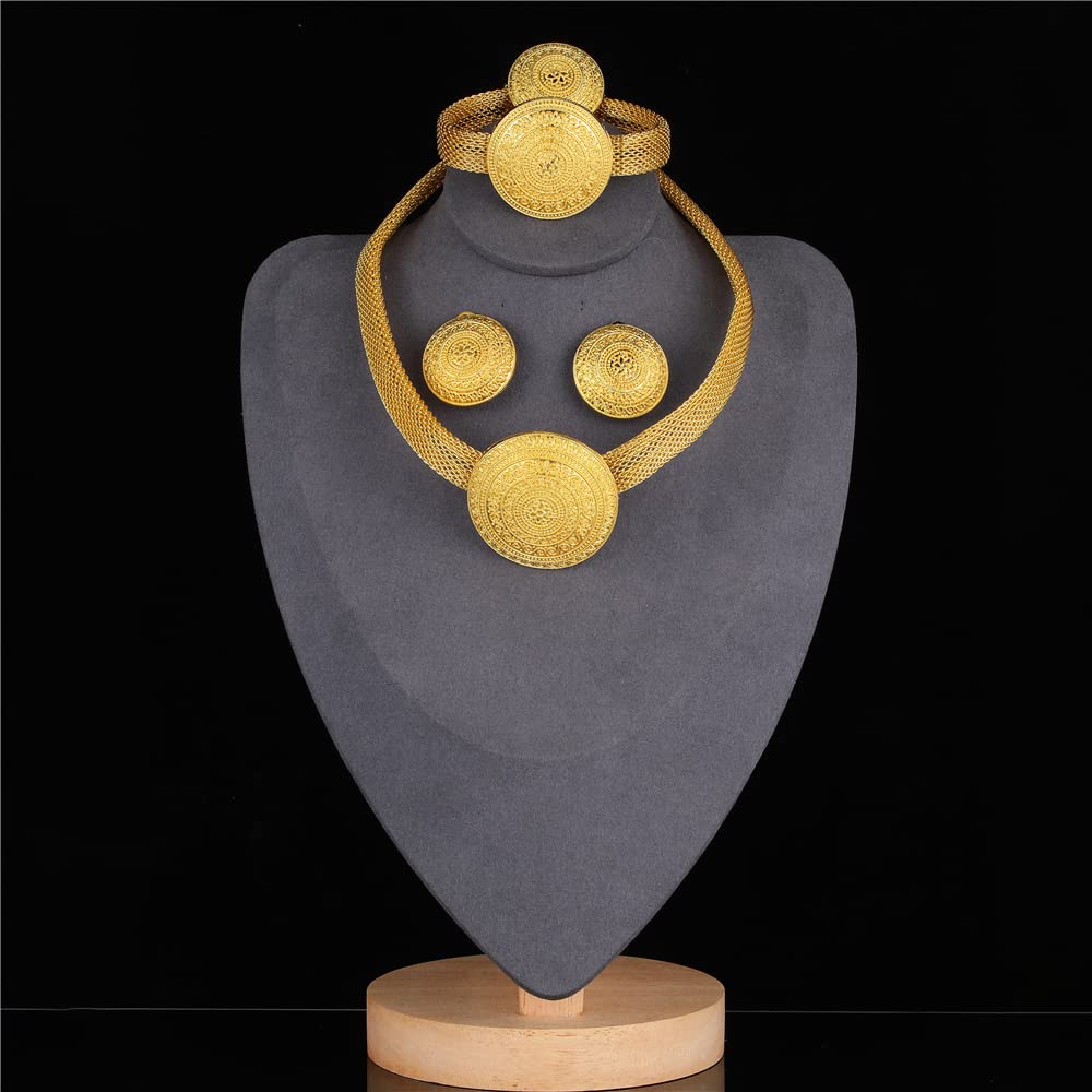 24K Gold Plated Dubai Jewelry Sets for Women - Elegant Prom, Valentine's, Anniversary & Birthday Gift Set | Perfect for Parties, Weddings & Special Occasions