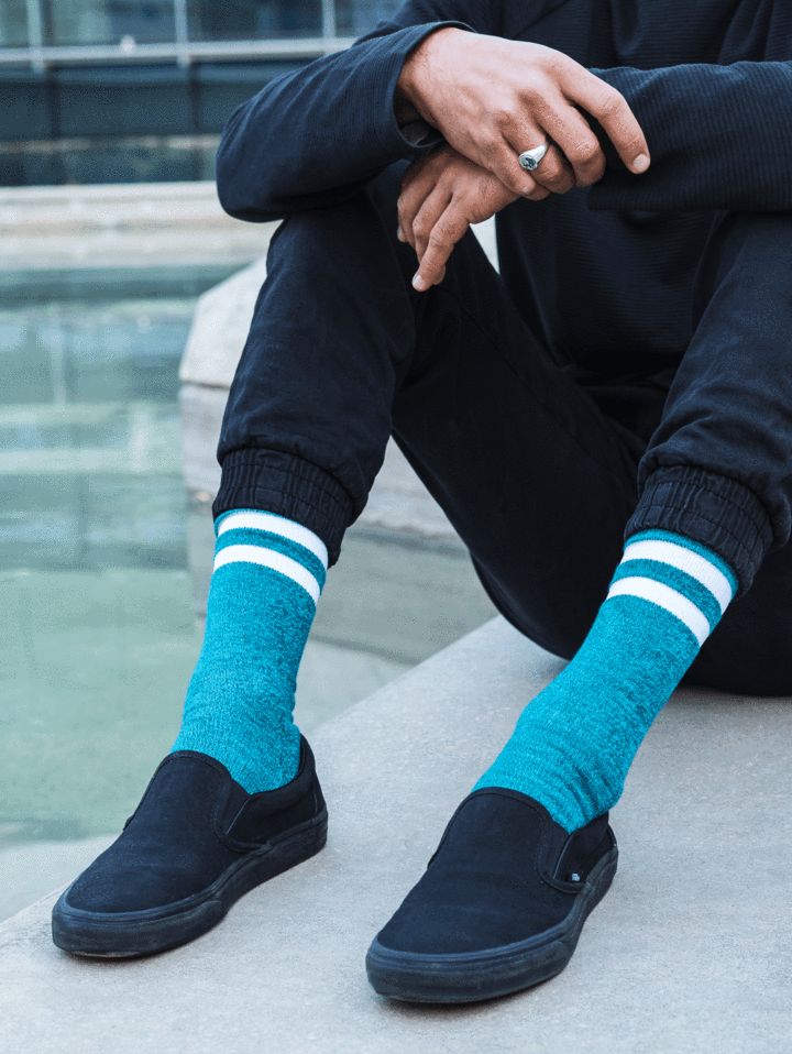 Turquoise Noise American Socks - Mid High Crew Socks for Women & Men - Comfortable Casual & Athletic Wear for Daily Use, Workout, and Outdoor Activities