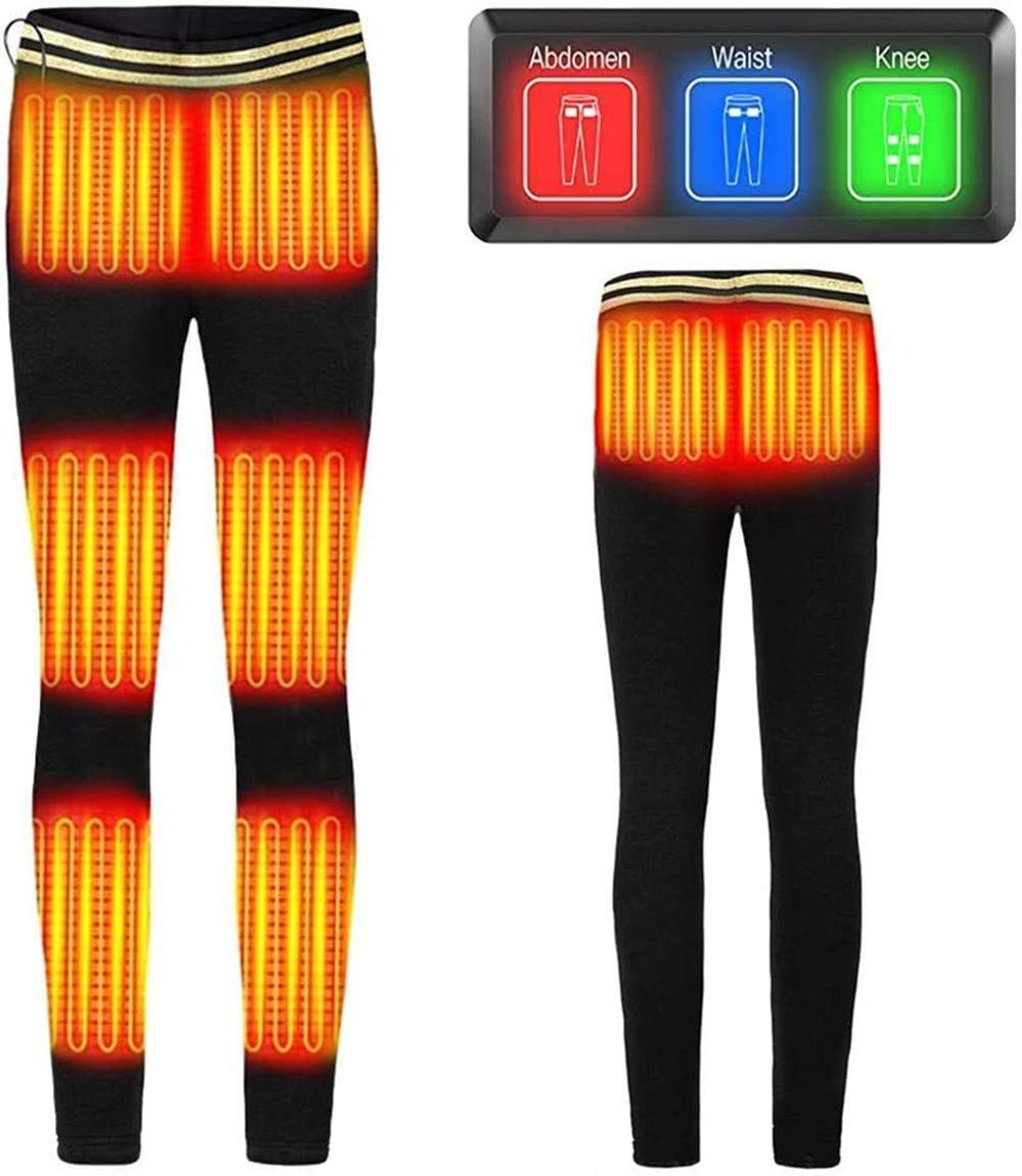 ISIKI USB Heated Leggings for Women - Rechargeable Electric Warm Pants with 3 Heat Settings - Winter Thermal Underwear for Outdoor Activities, Camping & Cold Weather