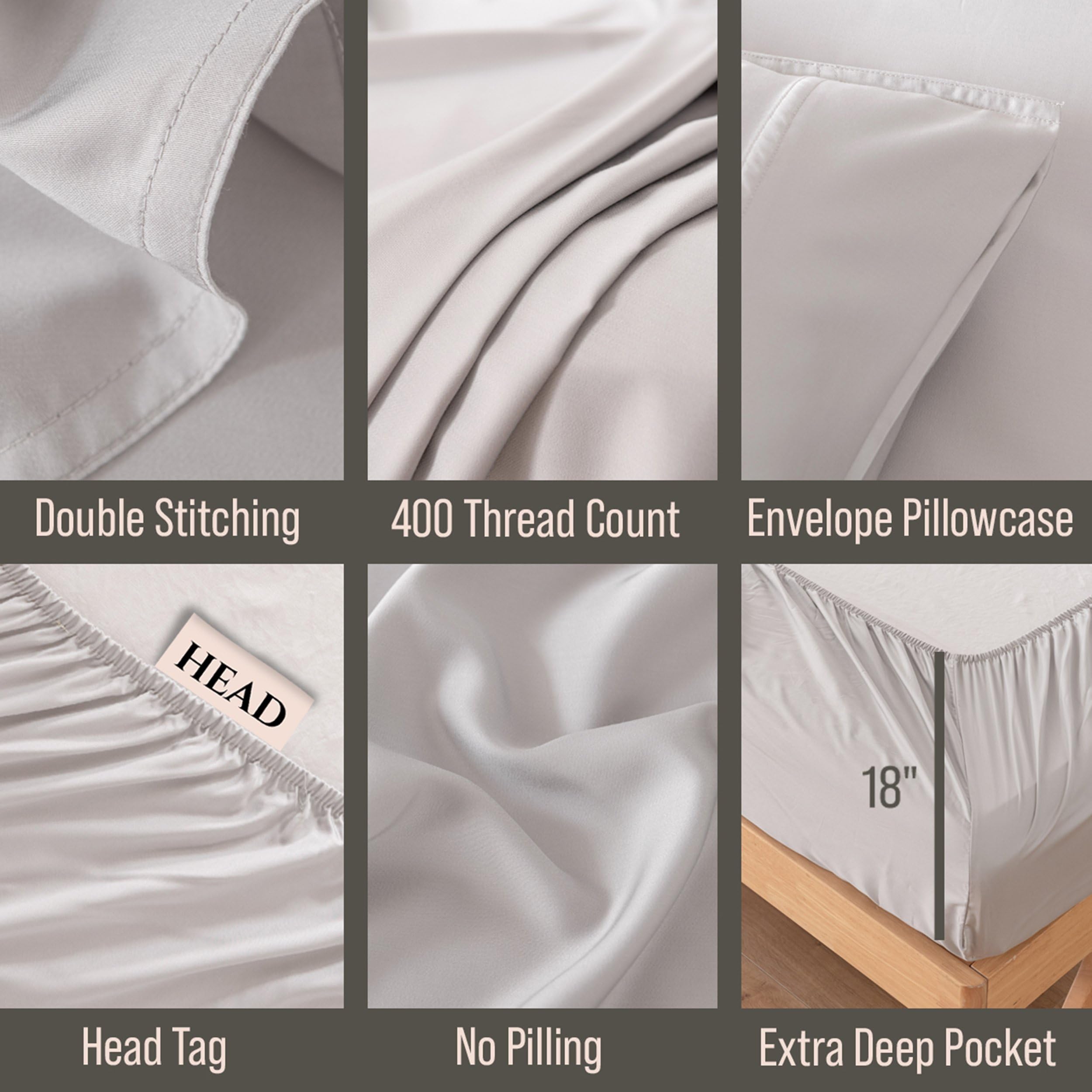 Luxury Bamboo Viscose Queen Sheet Set - 100% Organic, Ultra Soft & Cooling Bed Sheets for Hot Sleepers - 18