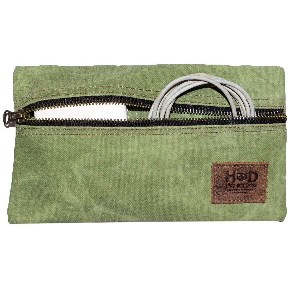 Hide & Drink Waxed Canvas Multi-Purpose Utility & Charger Case for MacBook, iPad, Laptop - Durable Handmade Organizer for Work, Travel & Daily Commute