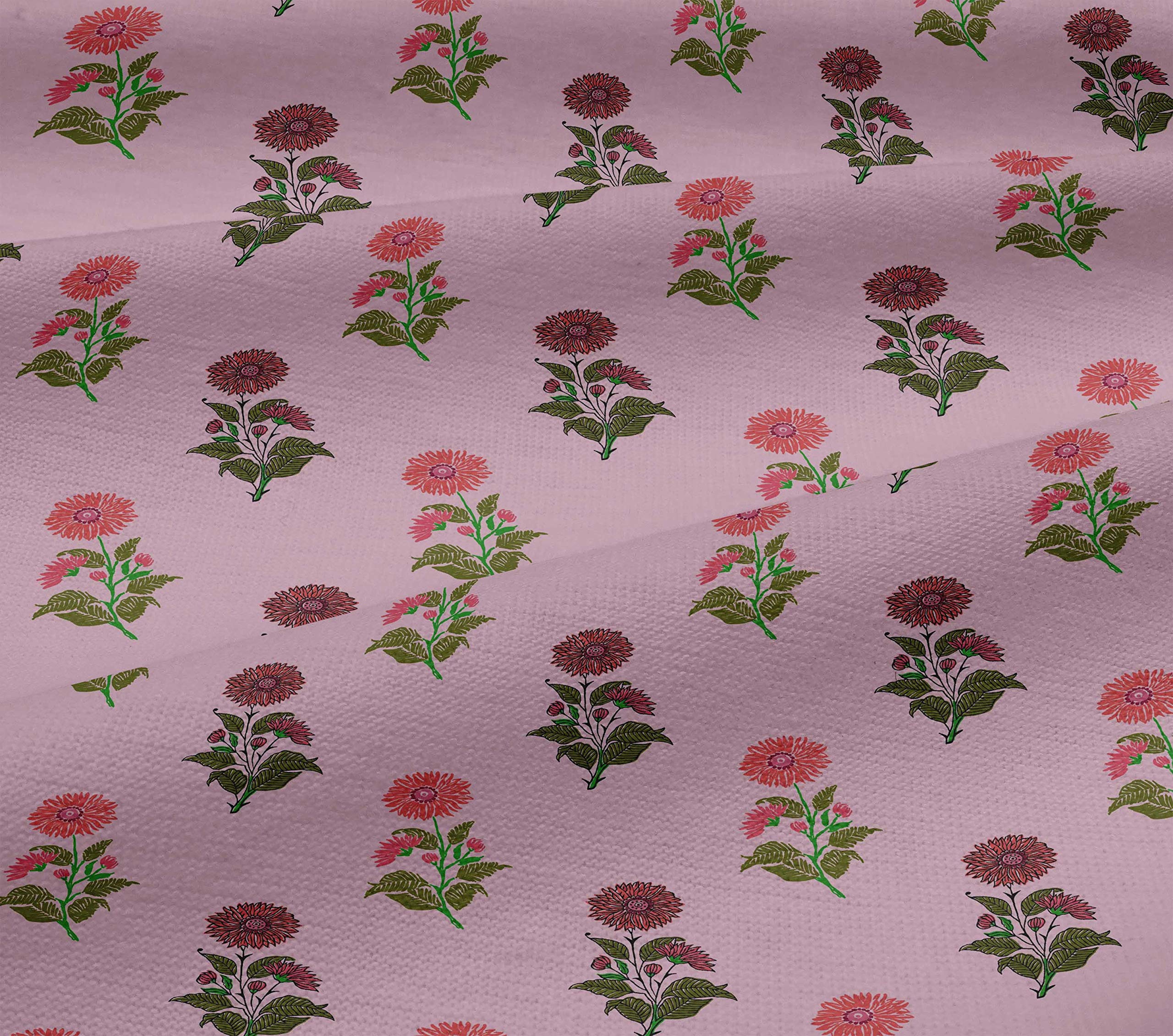 oneOone Cotton Jersey Blush Pink Floral Print Fabric by The Yard - 58 Inch Wide Soft Stretchy Material for Dresses, Skirts & DIY Fashion Projects